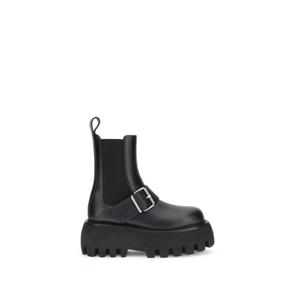 Alexander McQueen Black Calf Leather Bos Taurus Ankle Boots | Regal Royce