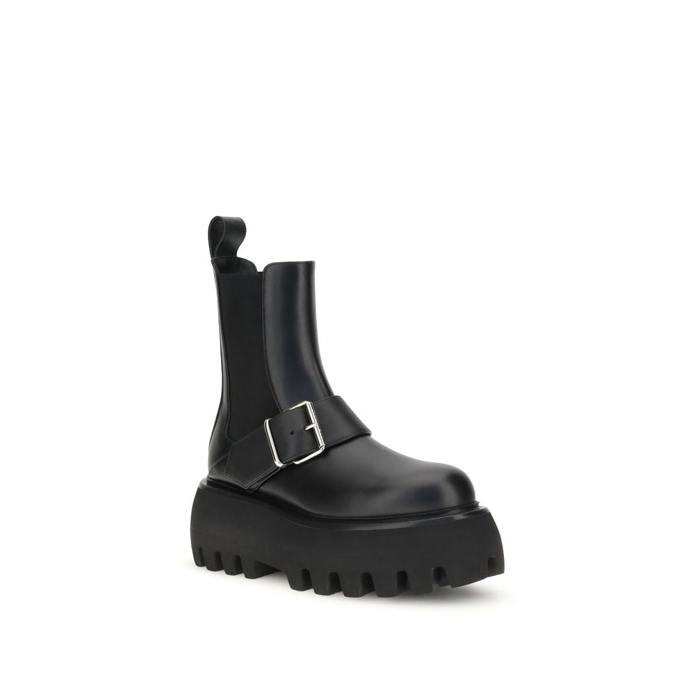 Alexander McQueen Black Calf Leather Bos Taurus Ankle Boots | Regal Royce
