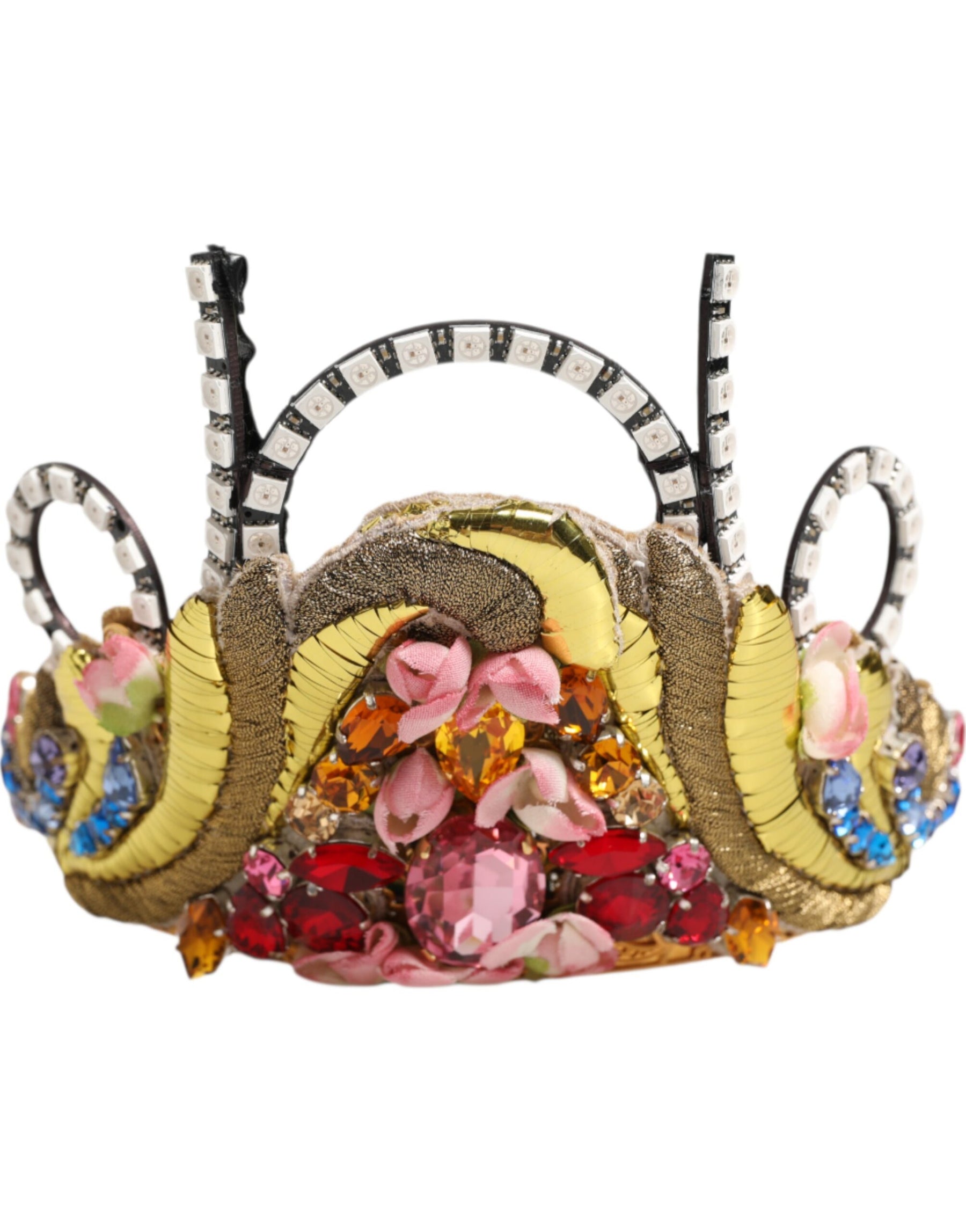 Dolce & Gabbana Gold Brass Crystal Embellished Headpiece Crown Tiara | Regal Royce