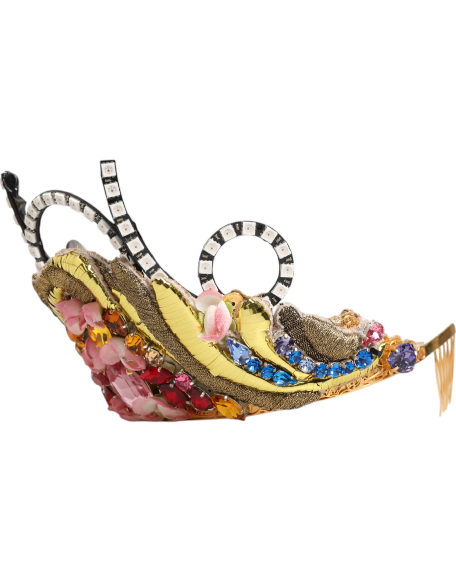 Dolce & Gabbana Gold Brass Crystal Embellished Headpiece Crown Tiara | Regal Royce