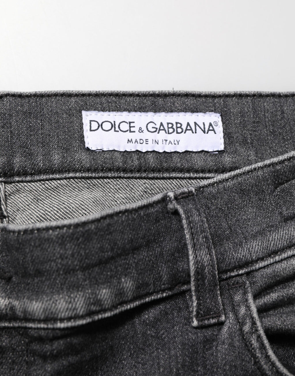 Dolce & Gabbana Black Gray Wash Slim Fit Straight Leg Denim Jeans