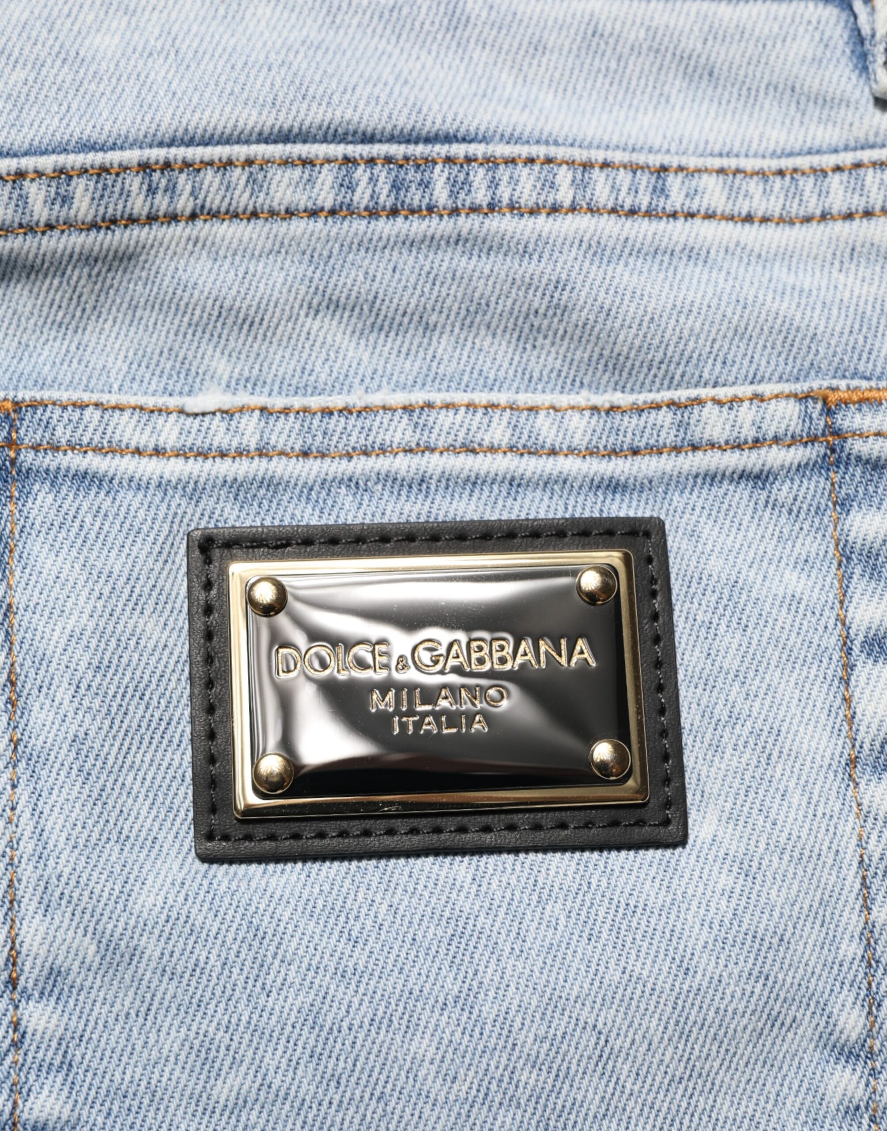 Dolce & Gabbana Light Blue Distressed Slim Fit Ripped Denim Jeans | Regal Royce
