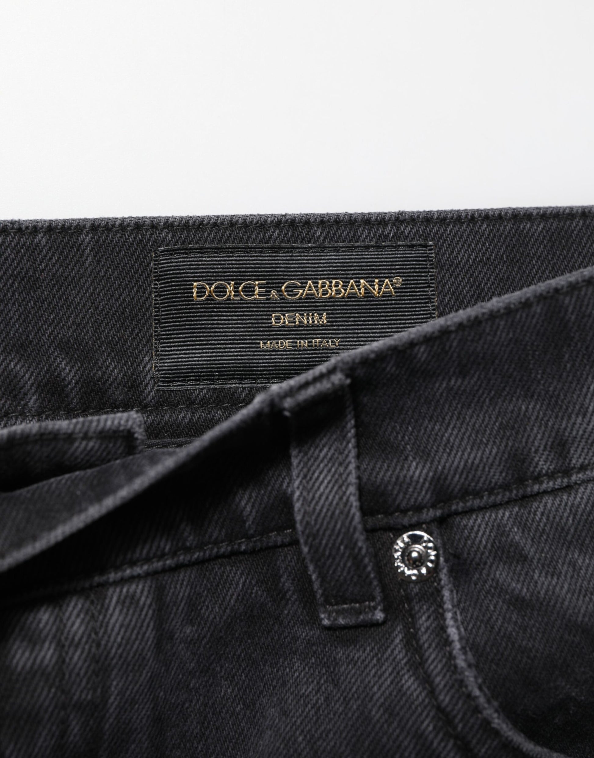 Dolce & Gabbana Black Denim Wide Leg Relaxed Fit Pants Jeans