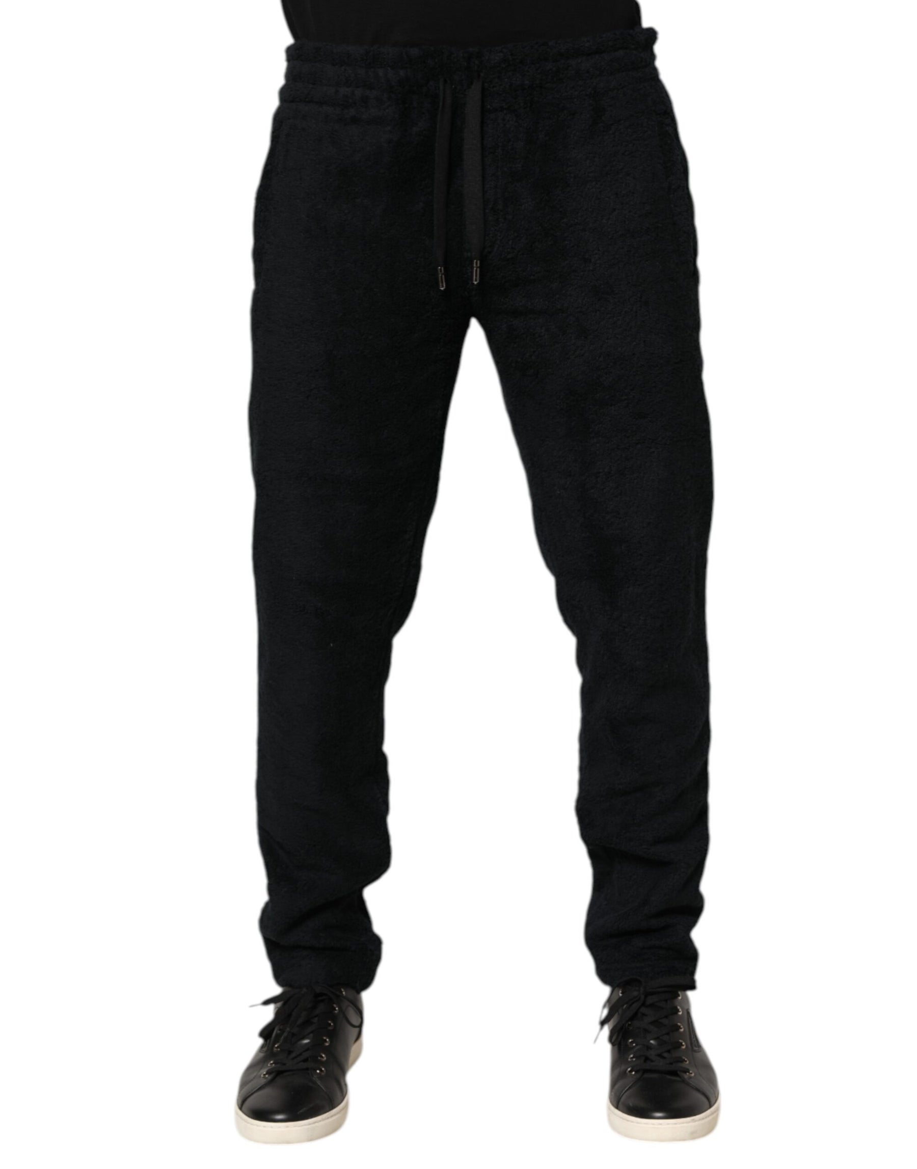 Dolce & Gabbana Black Cotton Logo Men Jogger Sweatpants Pants | Regal Royce