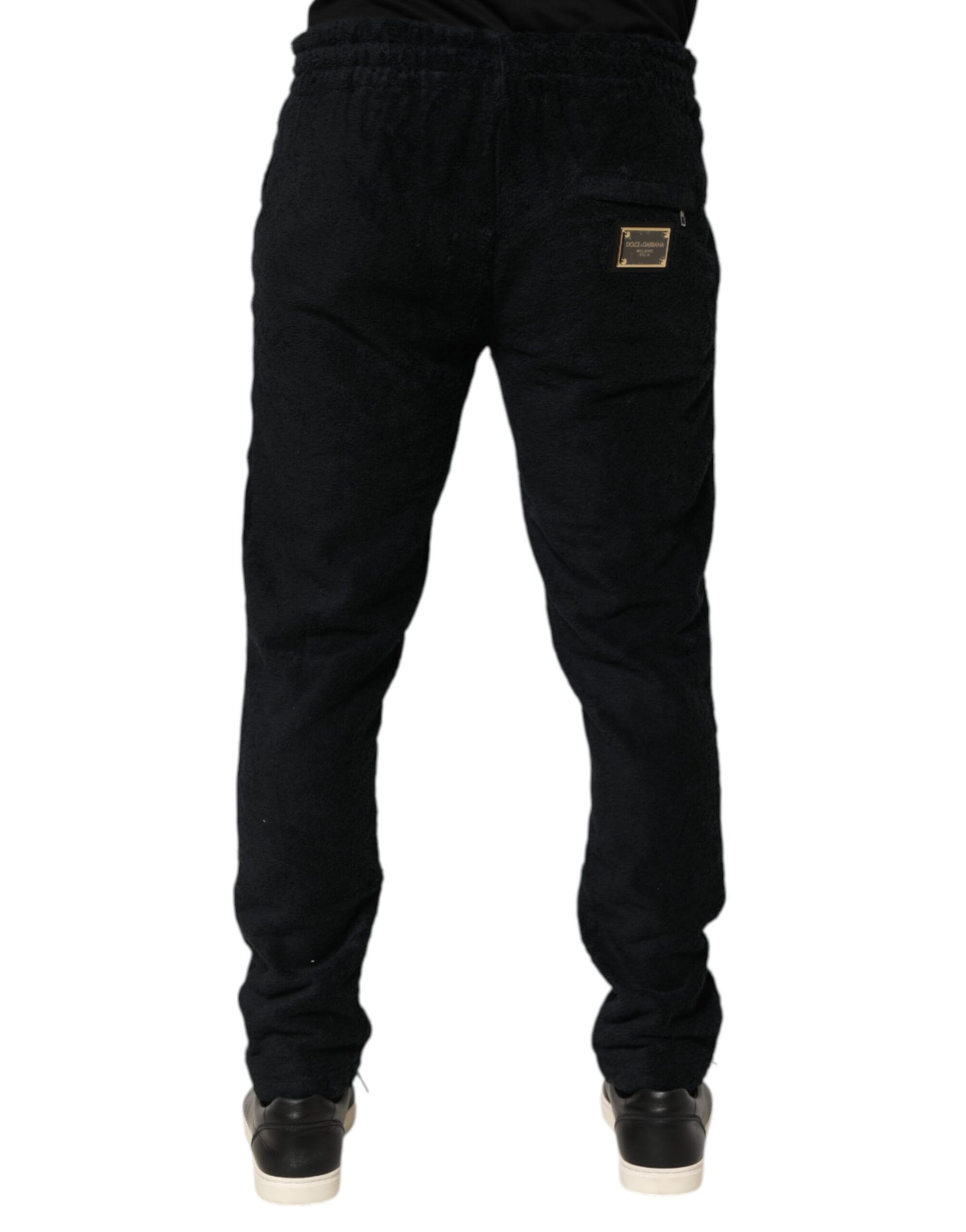 Dolce & Gabbana Black Cotton Logo Men Jogger Sweatpants Pants | Regal Royce