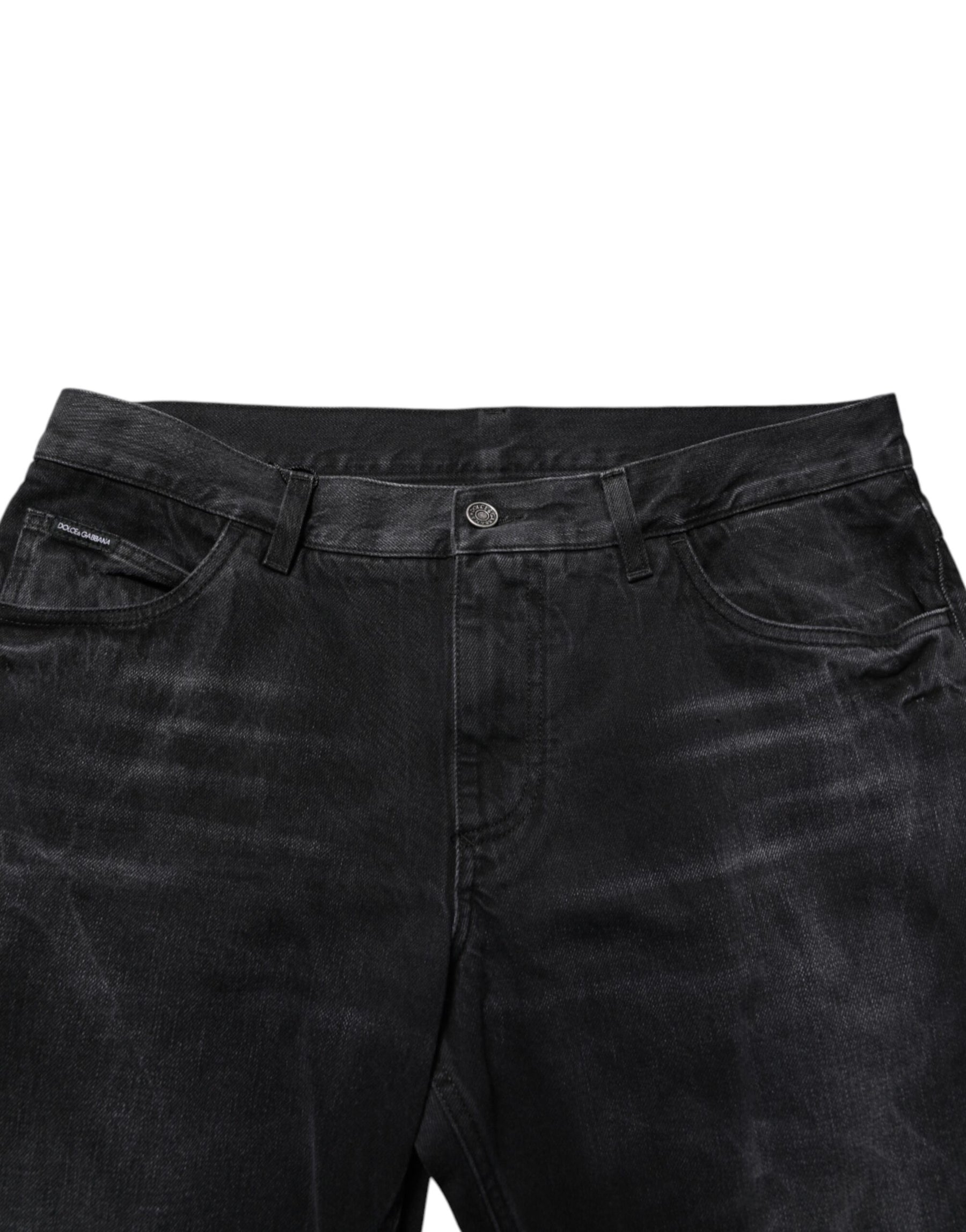 Dolce & Gabbana Black Washed Cotton Skinny Men Denim Jeans | Regal Royce