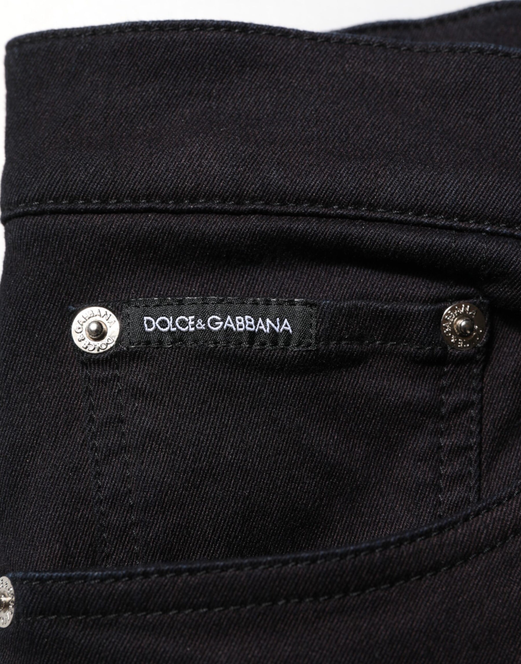Dolce & Gabbana Black Cotton Blend Skinny Men Trouser Pants | Regal Royce