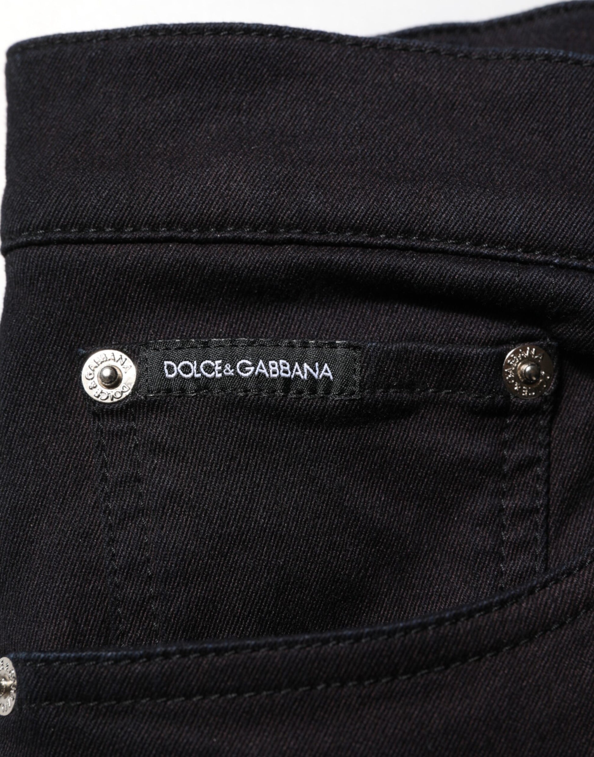Dolce & Gabbana Black Cotton Blend Skinny Men Trouser Pants