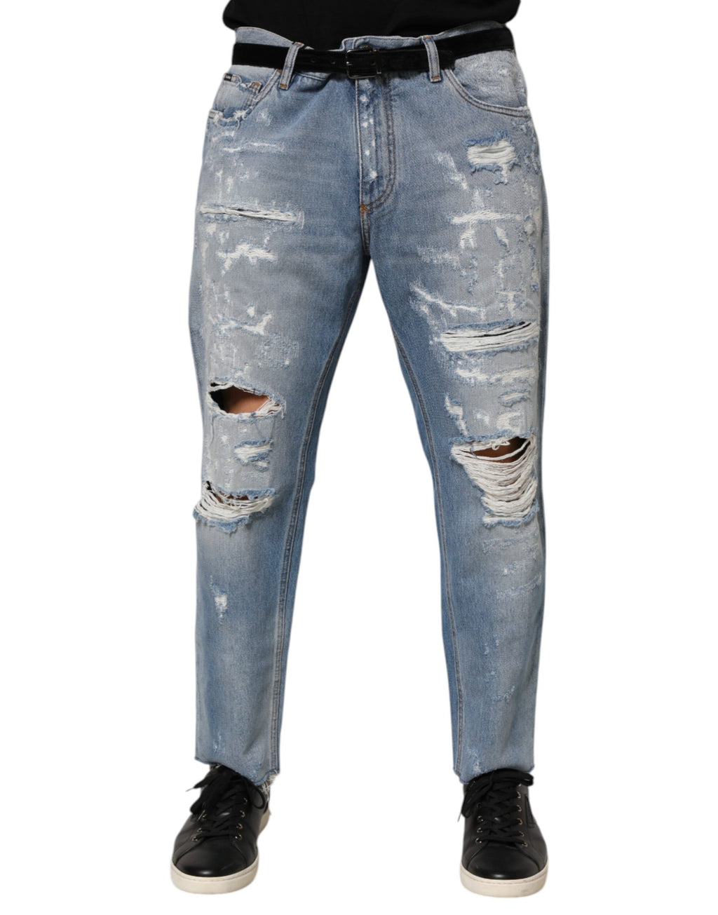 Dolce & Gabbana Blue Distressed Ripped Denim Pants Jeans