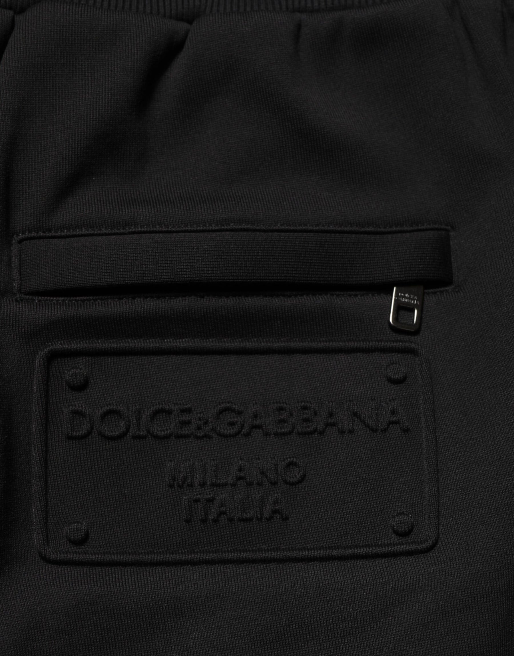 Dolce & Gabbana Black Cotton Drawstring Logo Sweatpants Pants | Regal Royce