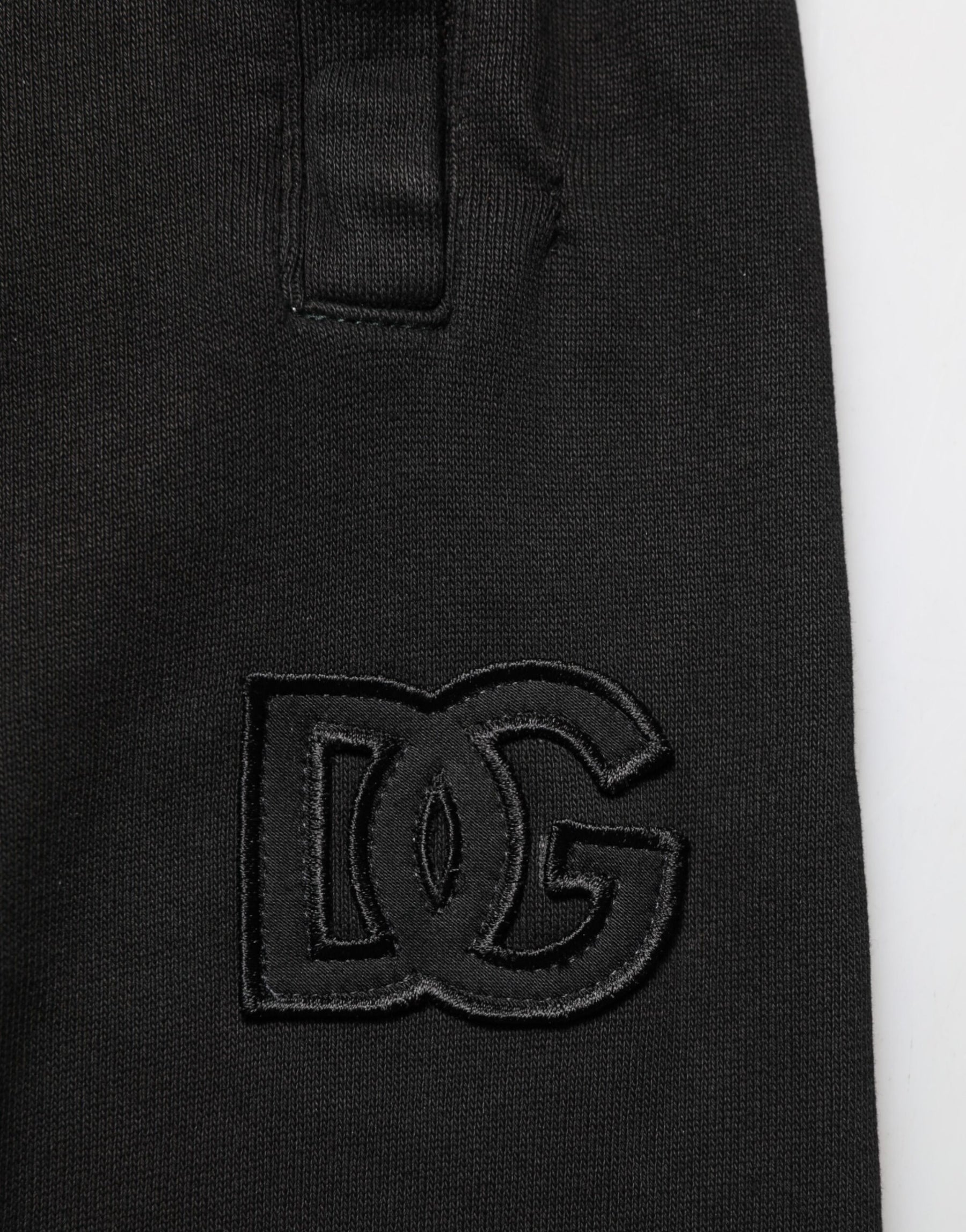 Dolce & Gabbana Black Cotton DG Logo Men Jogger Pants | Regal Royce
