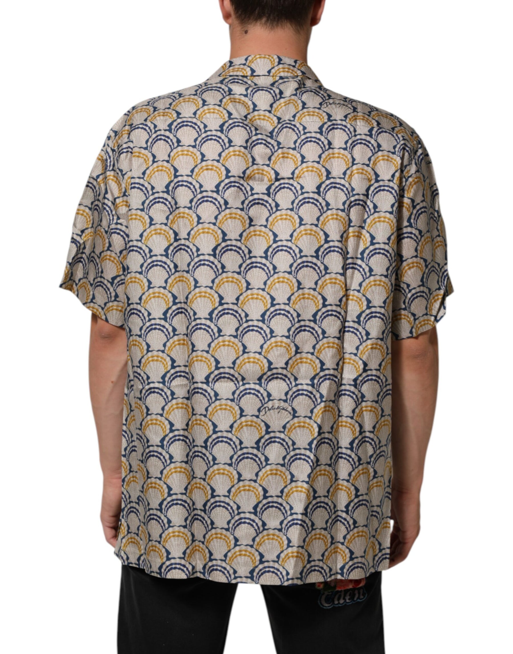 Dolce & Gabbana Cream Cotton Silk Hawaii Scallop Shell Print Shirt | Regal Royce