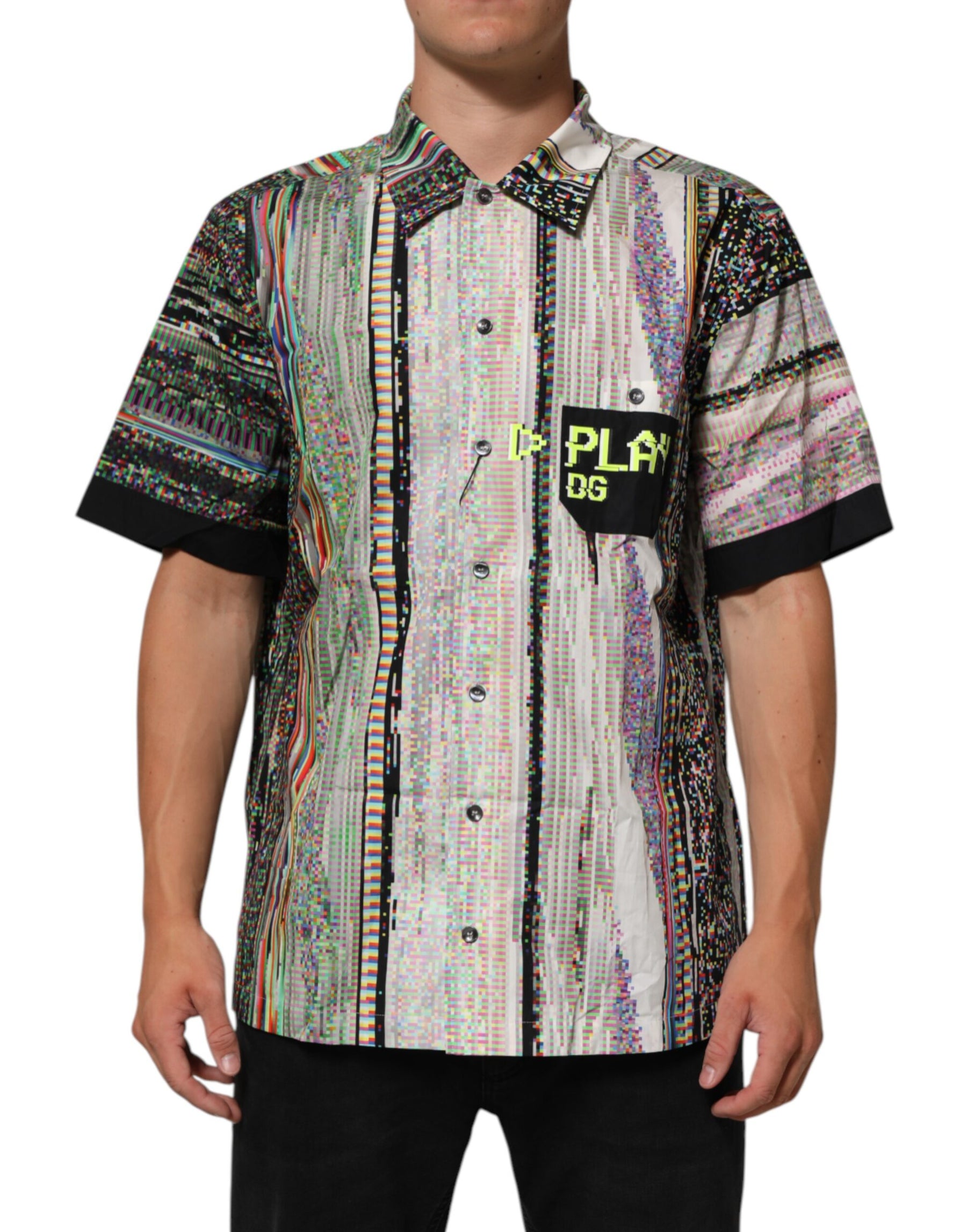 Dolce & Gabbana Multicolor Graphic Collared Casual Shirt | Regal Royce