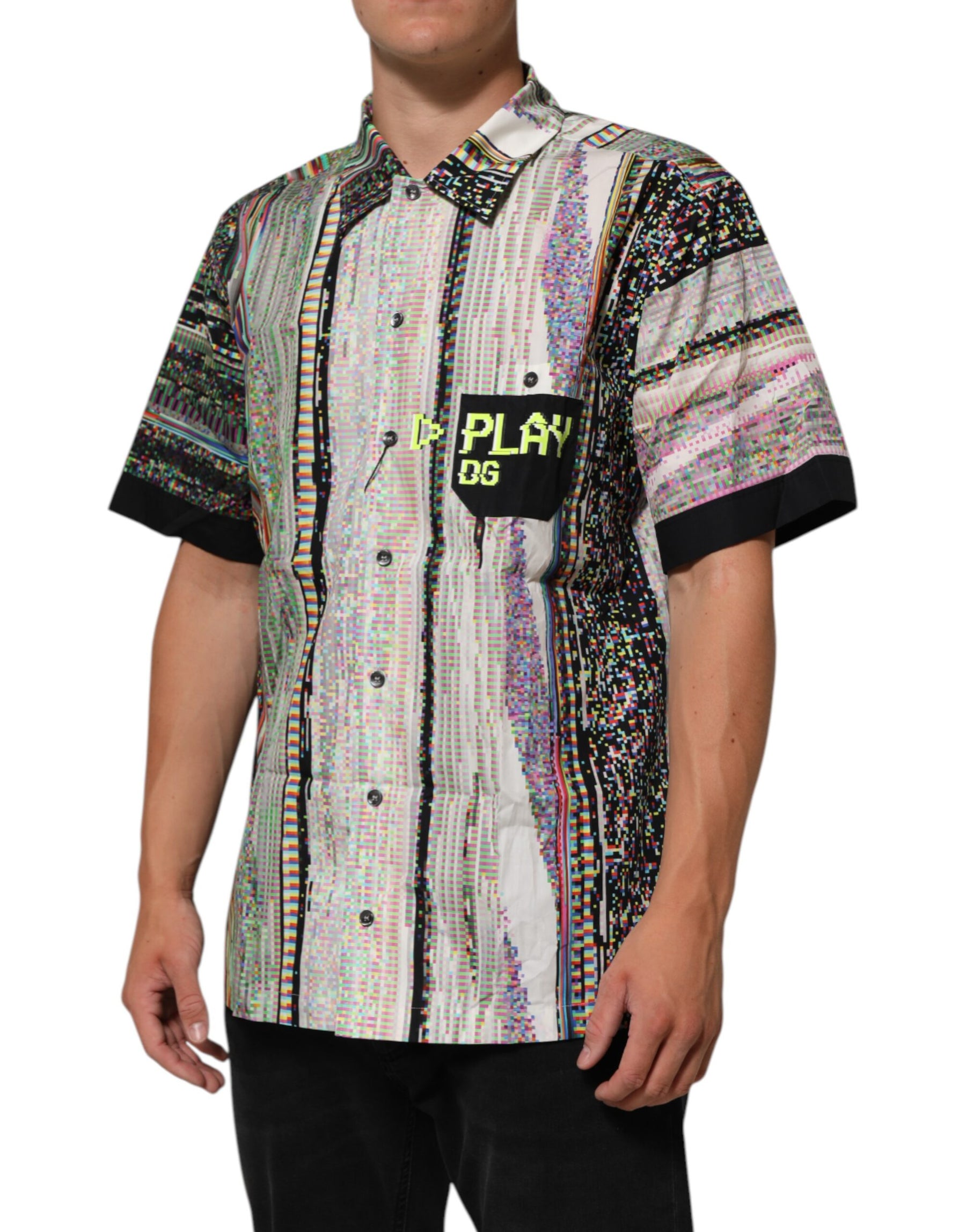 Dolce & Gabbana Multicolor Graphic Collared Casual Shirt | Regal Royce