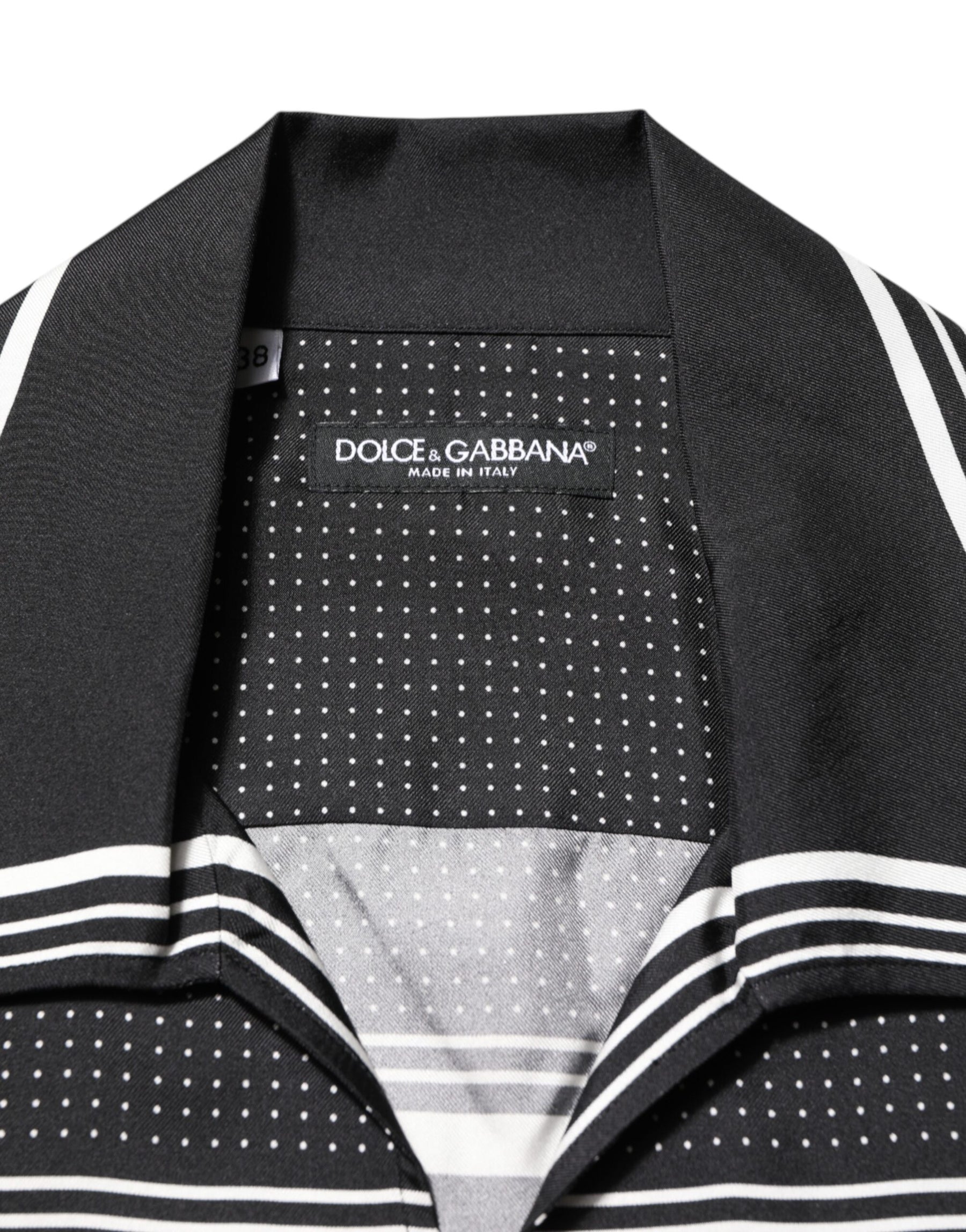 Dolce & Gabbana Black White StripeDot Print Casual Polo Shirt | Regal Royce