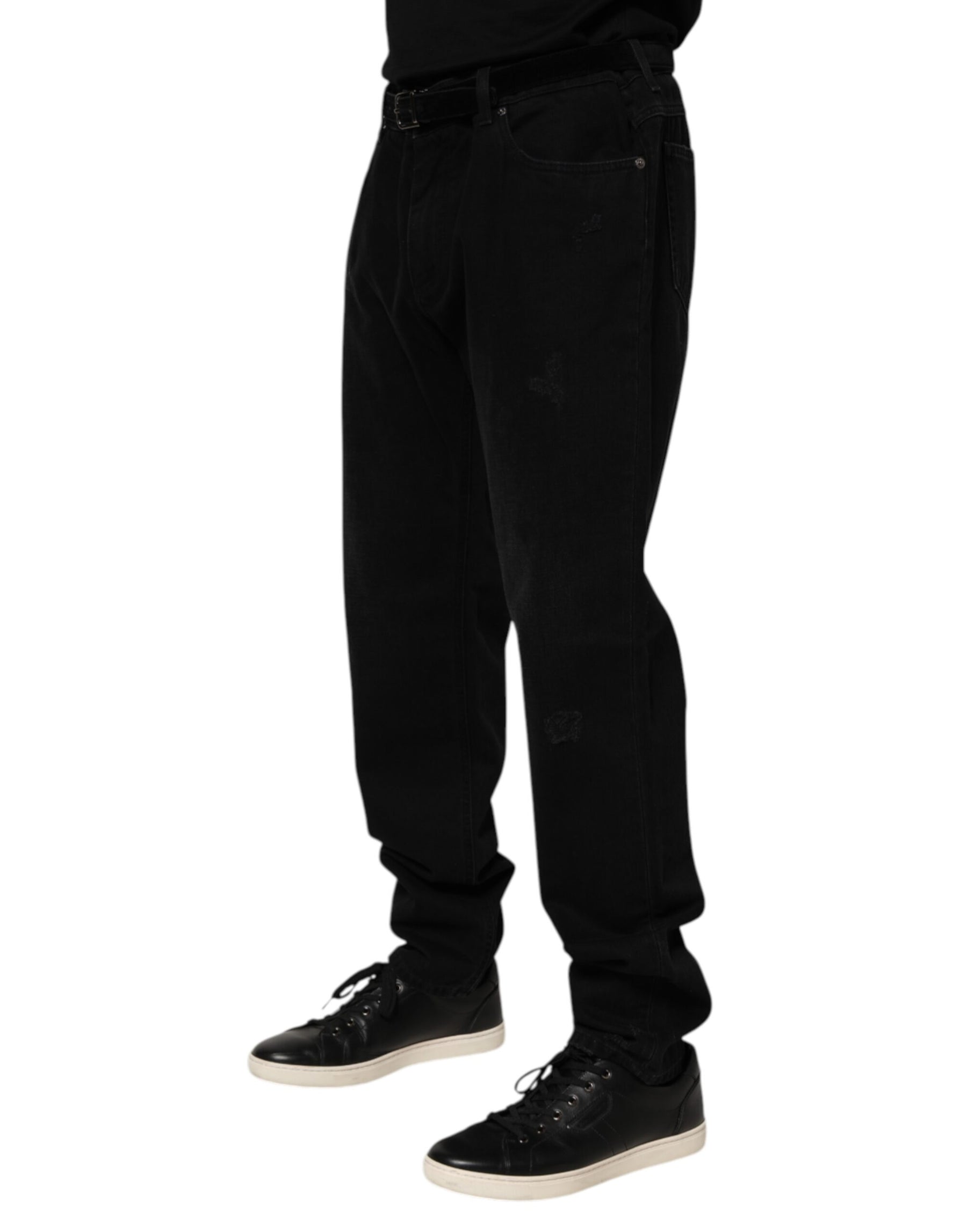 Dolce & Gabbana Black Cotton Regular Denim Men Trouser Jeans | Regal Royce