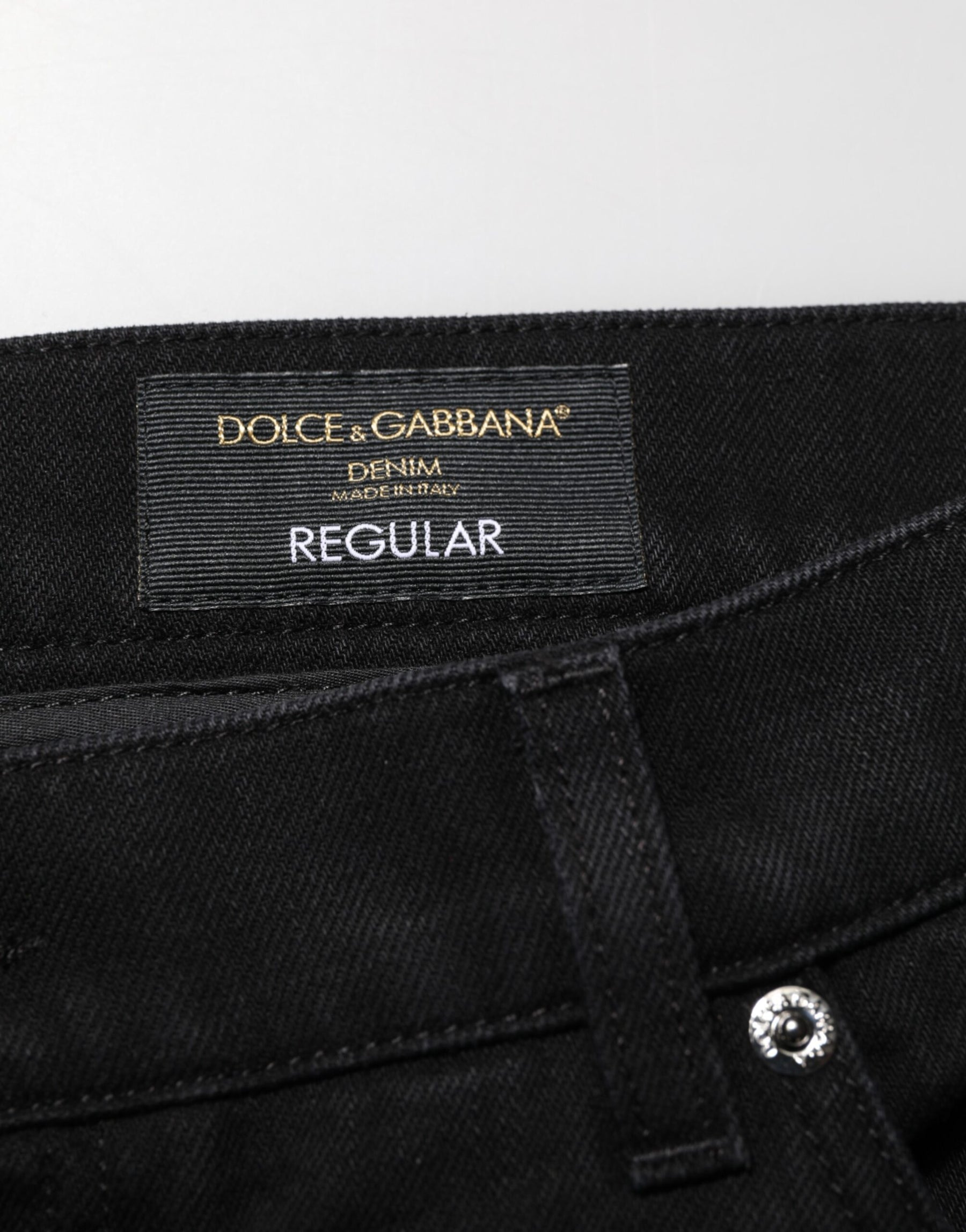 Dolce & Gabbana Black Cotton Regular Denim Men Trouser Jeans | Regal Royce