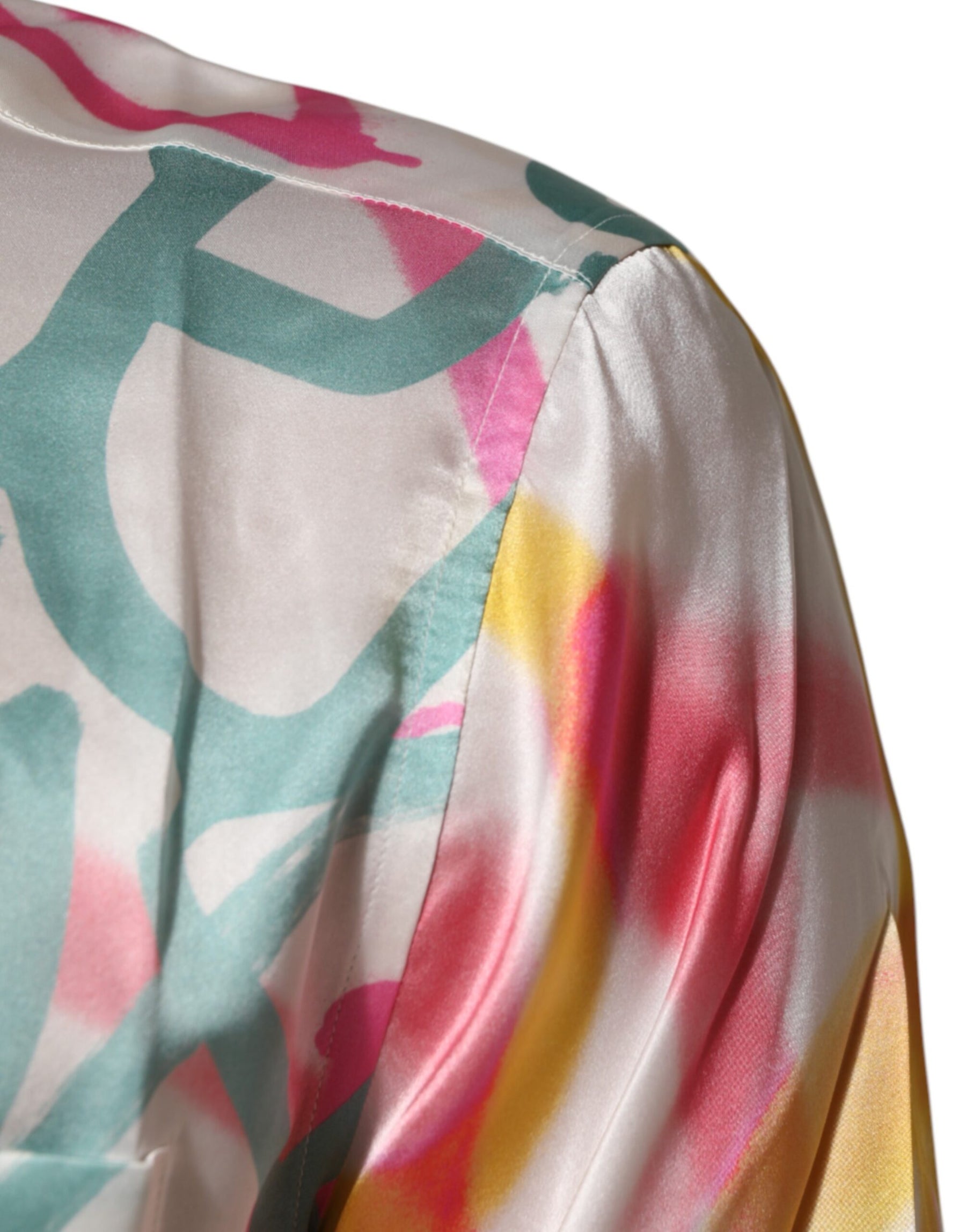 Dolce & Gabbana White Silk Hawaiian Graffiti Print Men Casual Shirt | Regal Royce