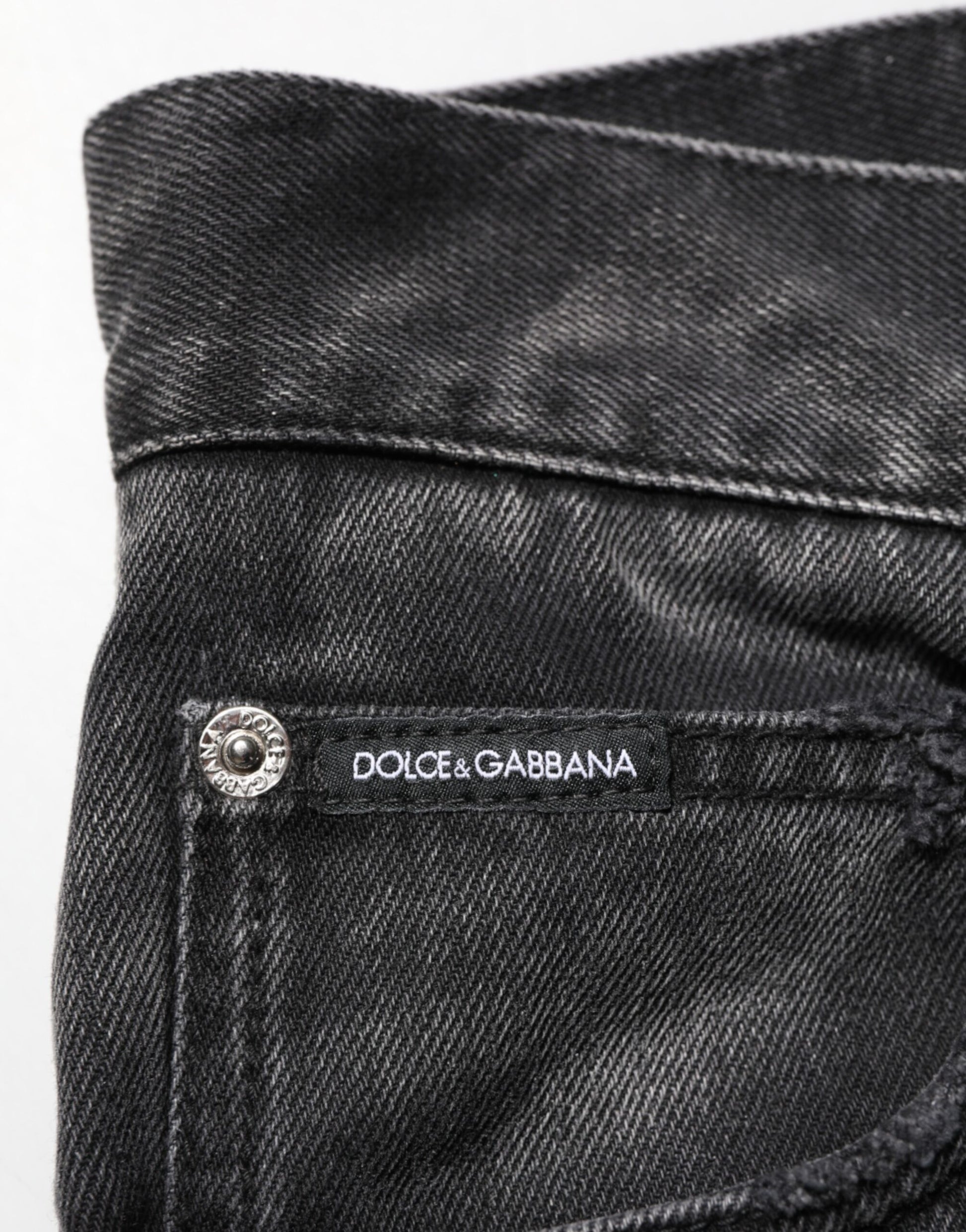 Dolce & Gabbana Black Marbled Effect Straight Men Denim Jeans