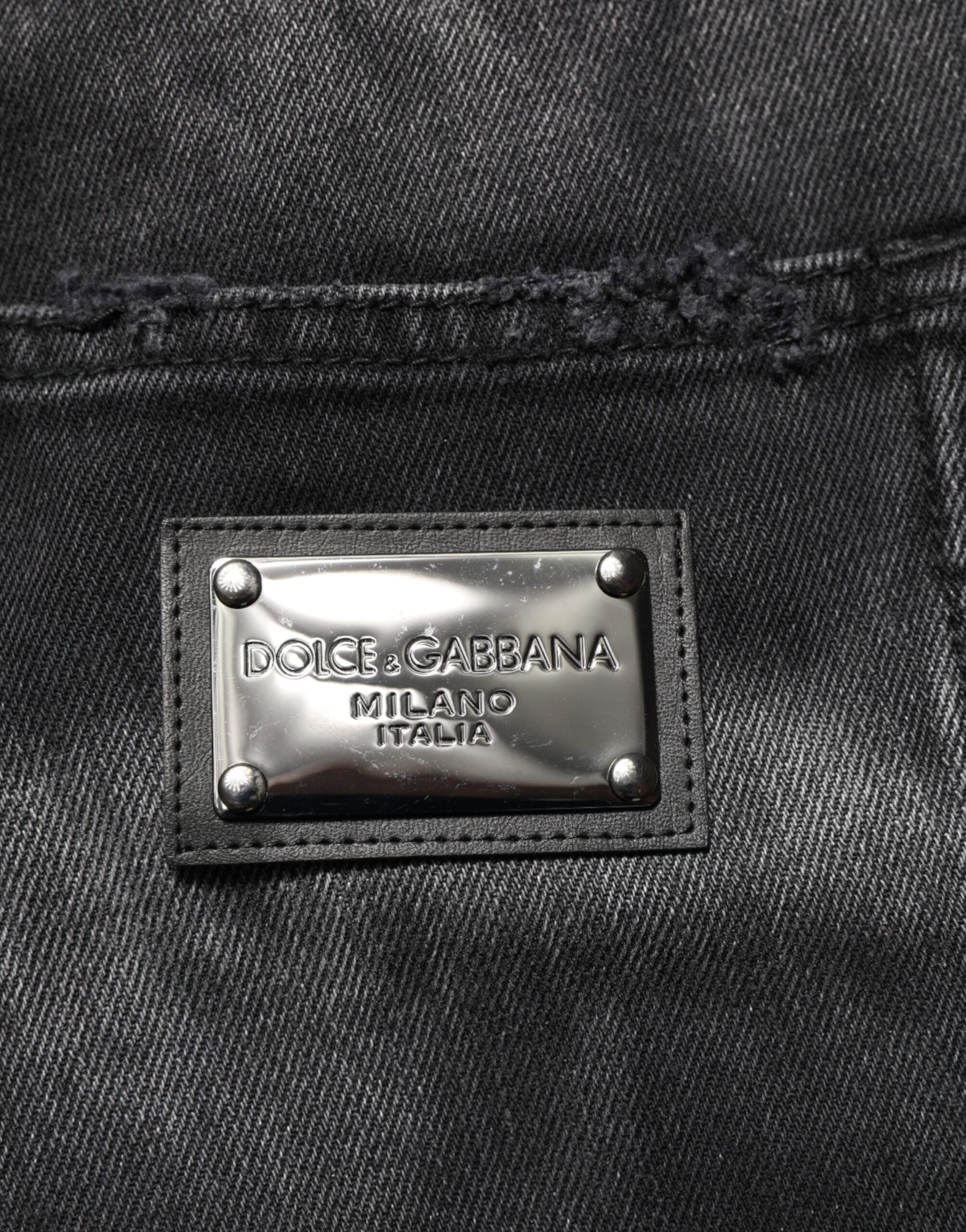 Dolce & Gabbana Black Marbled Effect Straight Men Denim Jeans | Regal Royce