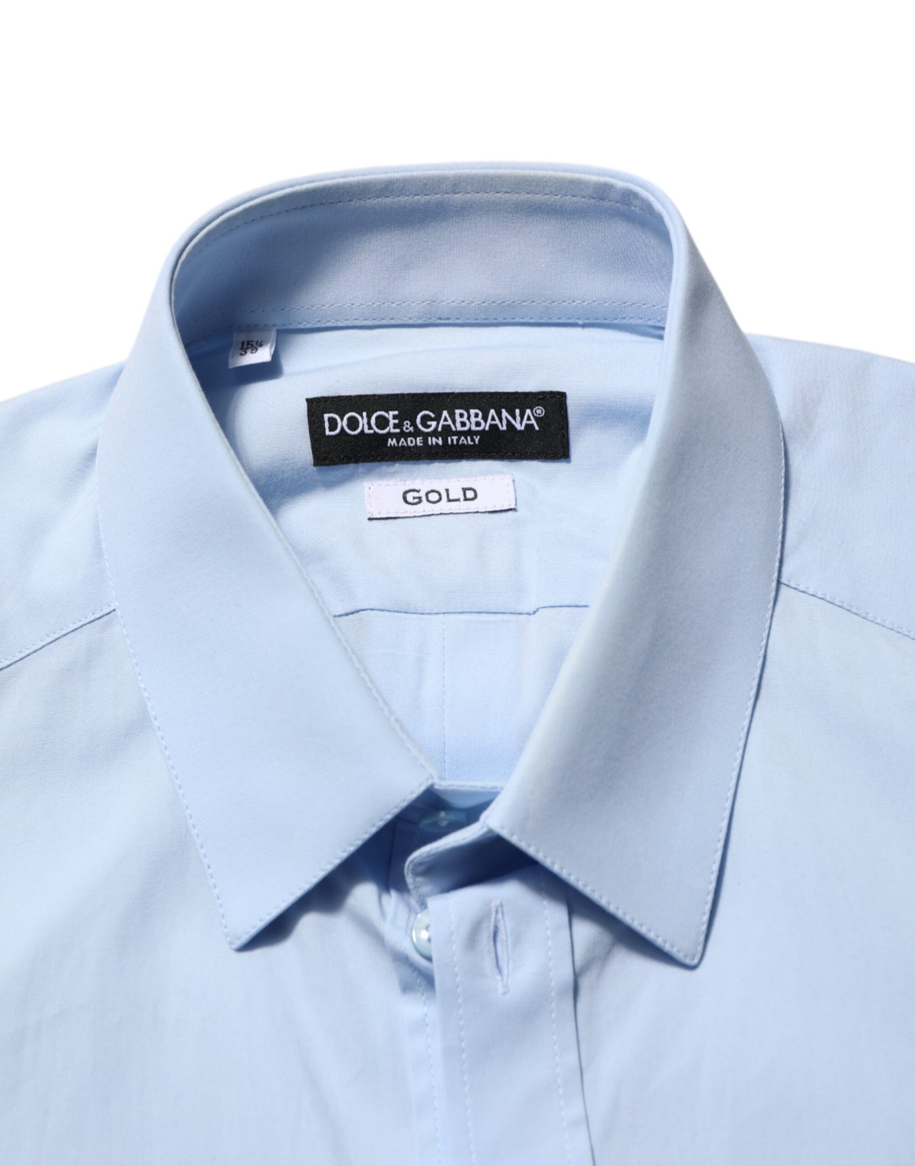Dolce & Gabbana Light Blue Cotton GOLD Formal Men Dress Shirt | Regal Royce