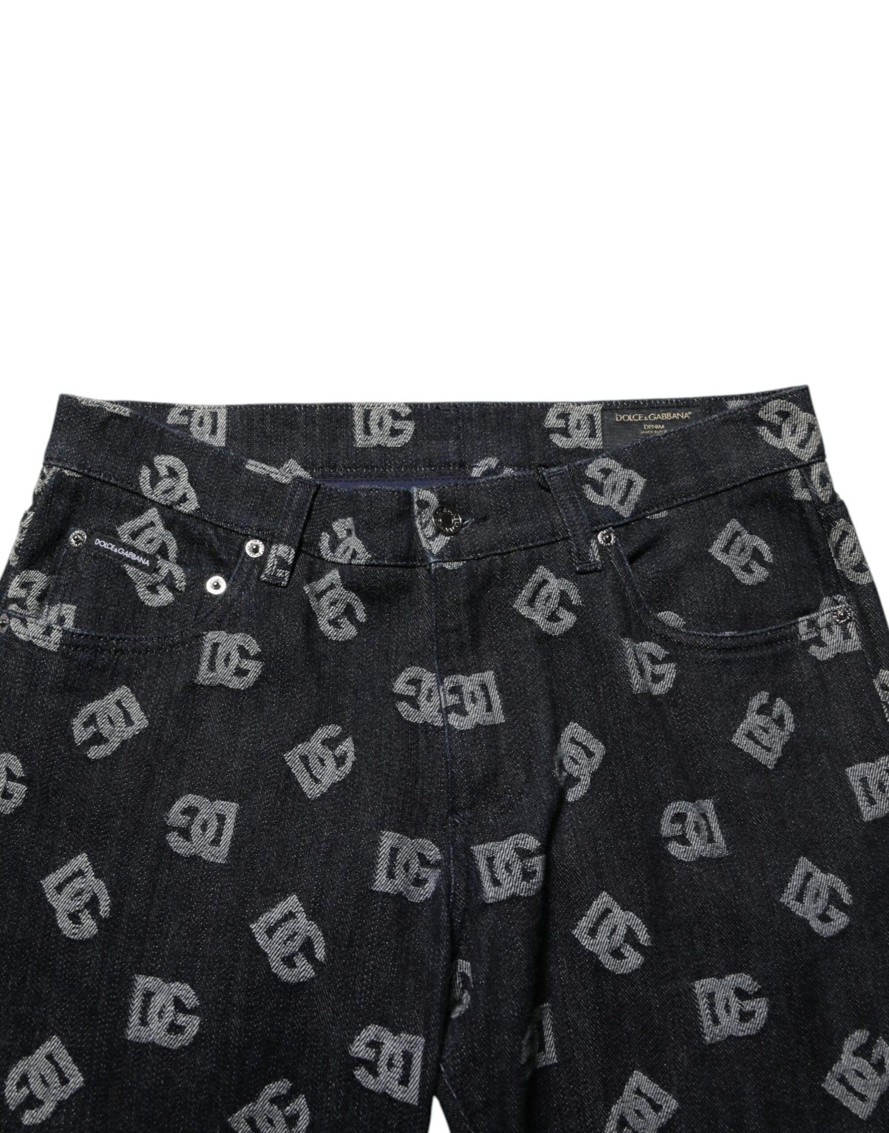 Dolce & Gabbana Black DG Monogram Cotton Skinny Denim Jeans | Regal Royce