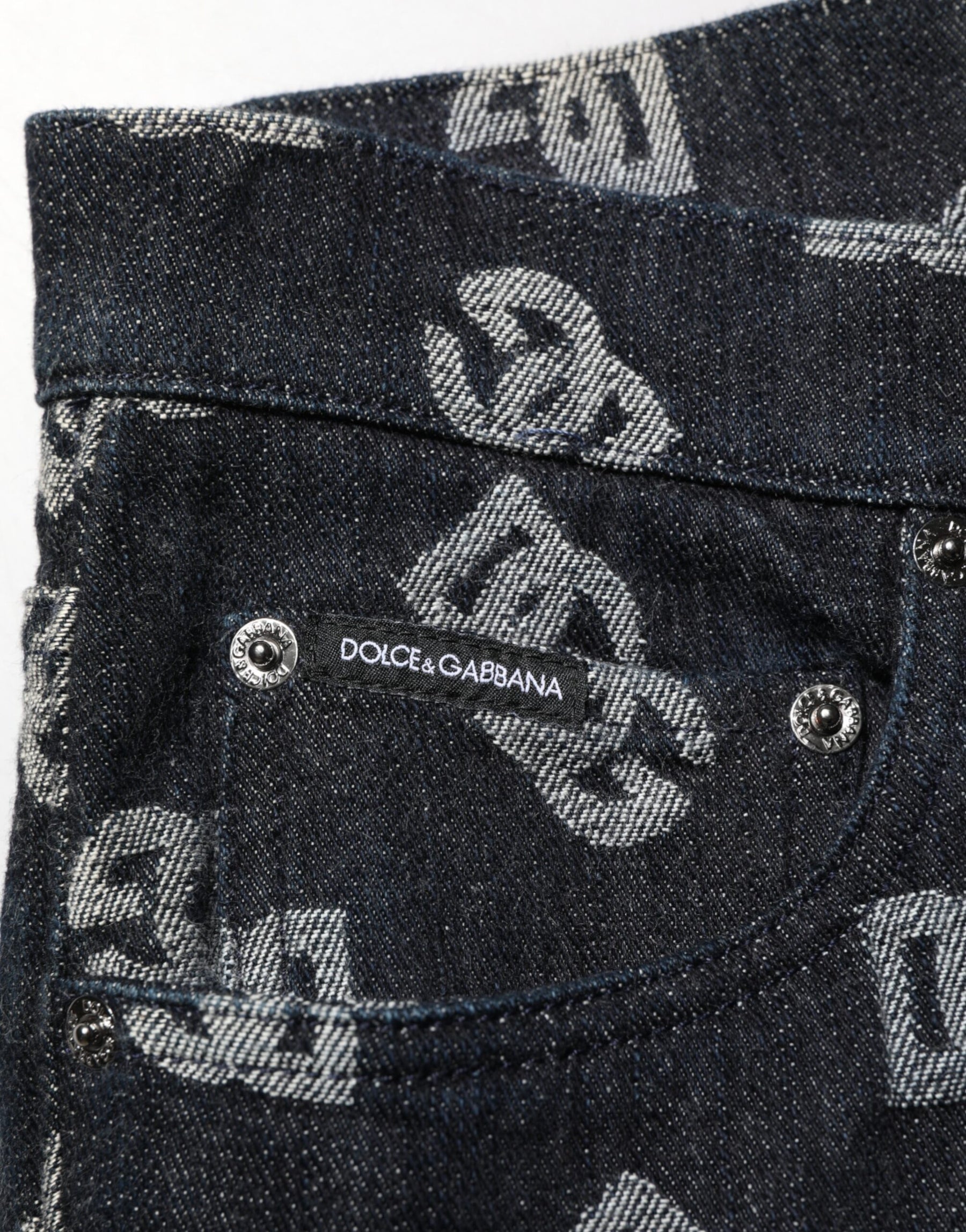 Dolce & Gabbana Black DG Monogram Cotton Skinny Denim Jeans | Regal Royce