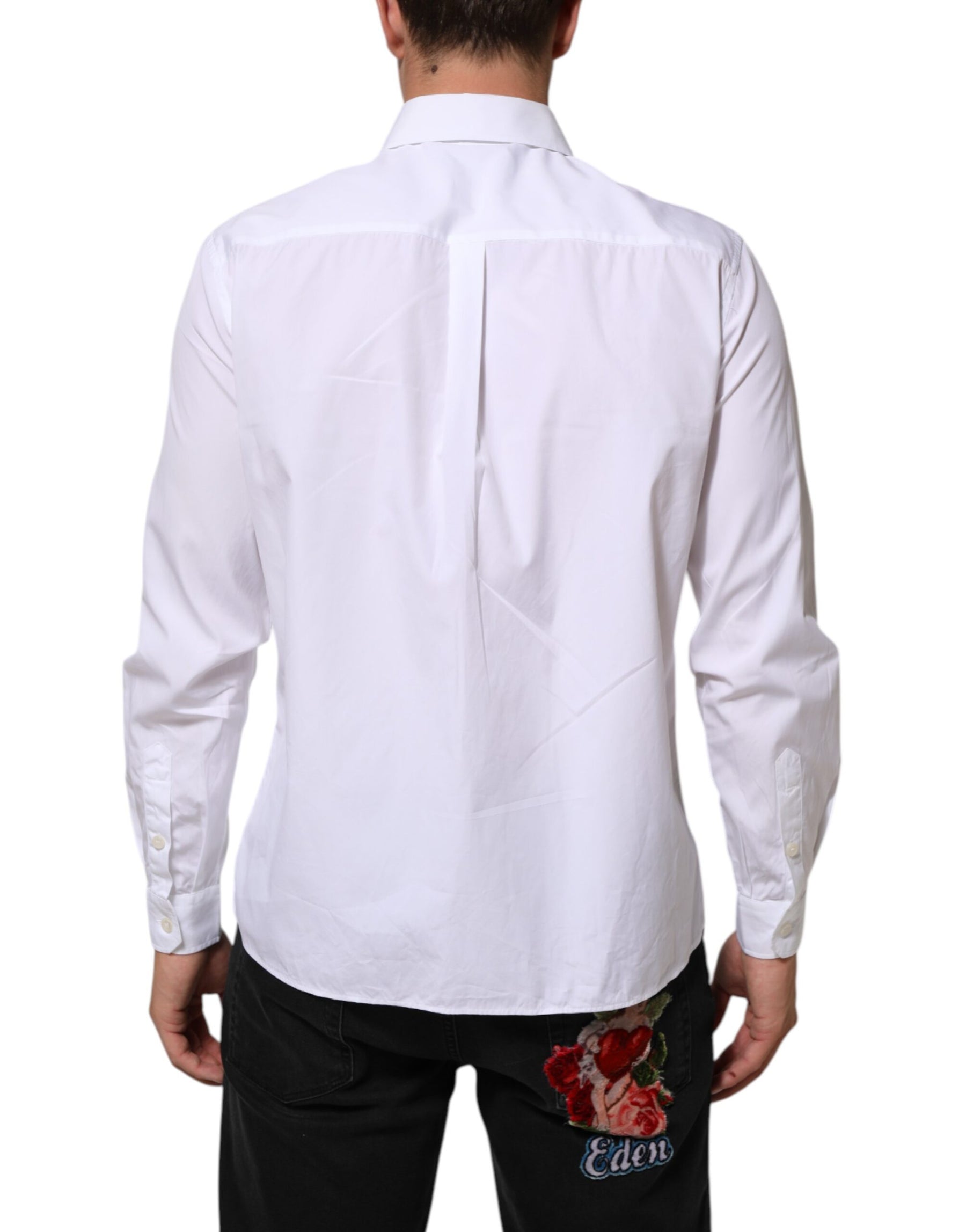 Dolce & Gabbana White Logo Plaque Collared Formal Dress  Shirt | Regal Royce