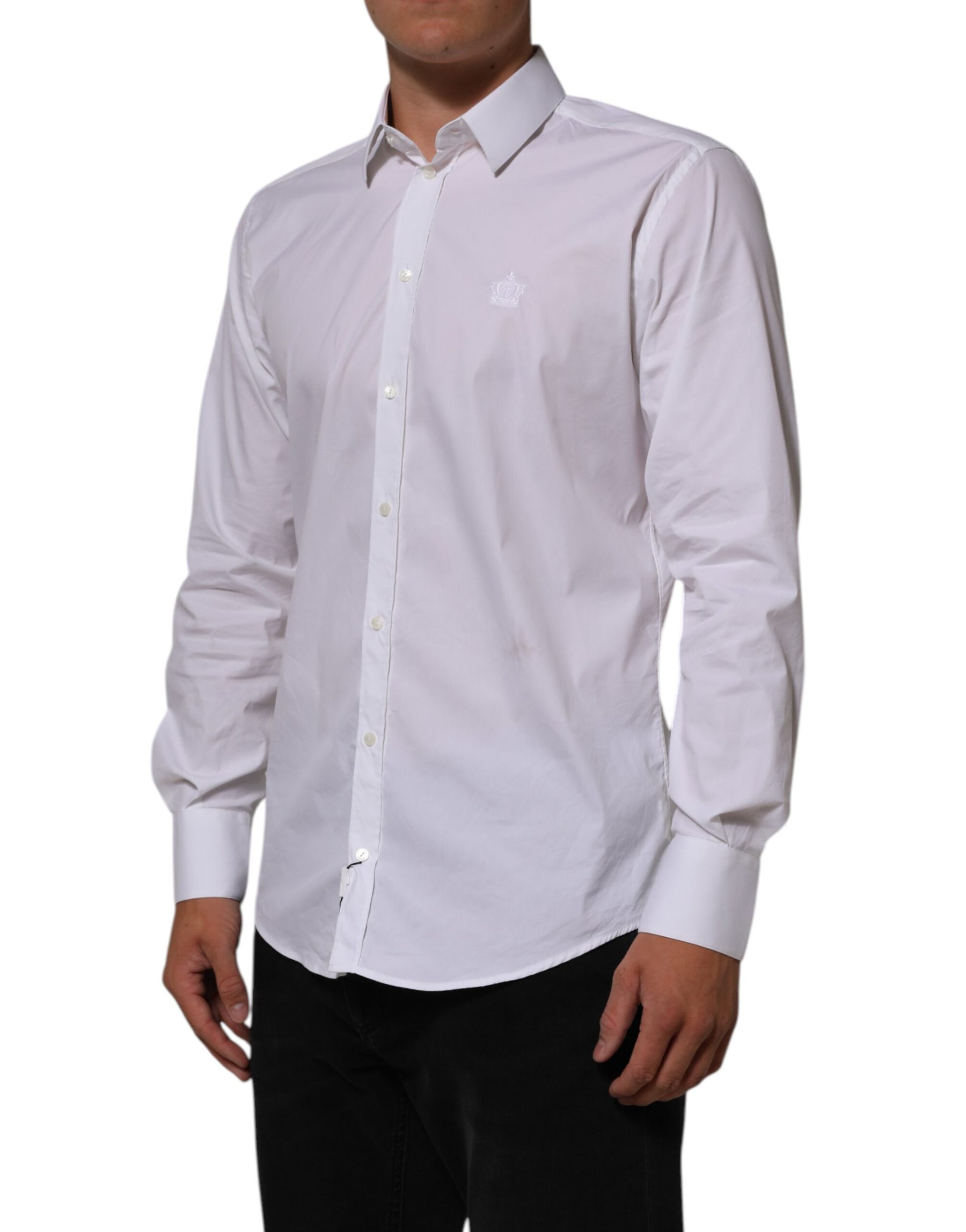 Dolce & Gabbana White Cotton MARTINI Formal Men Dress Shirt | Regal Royce