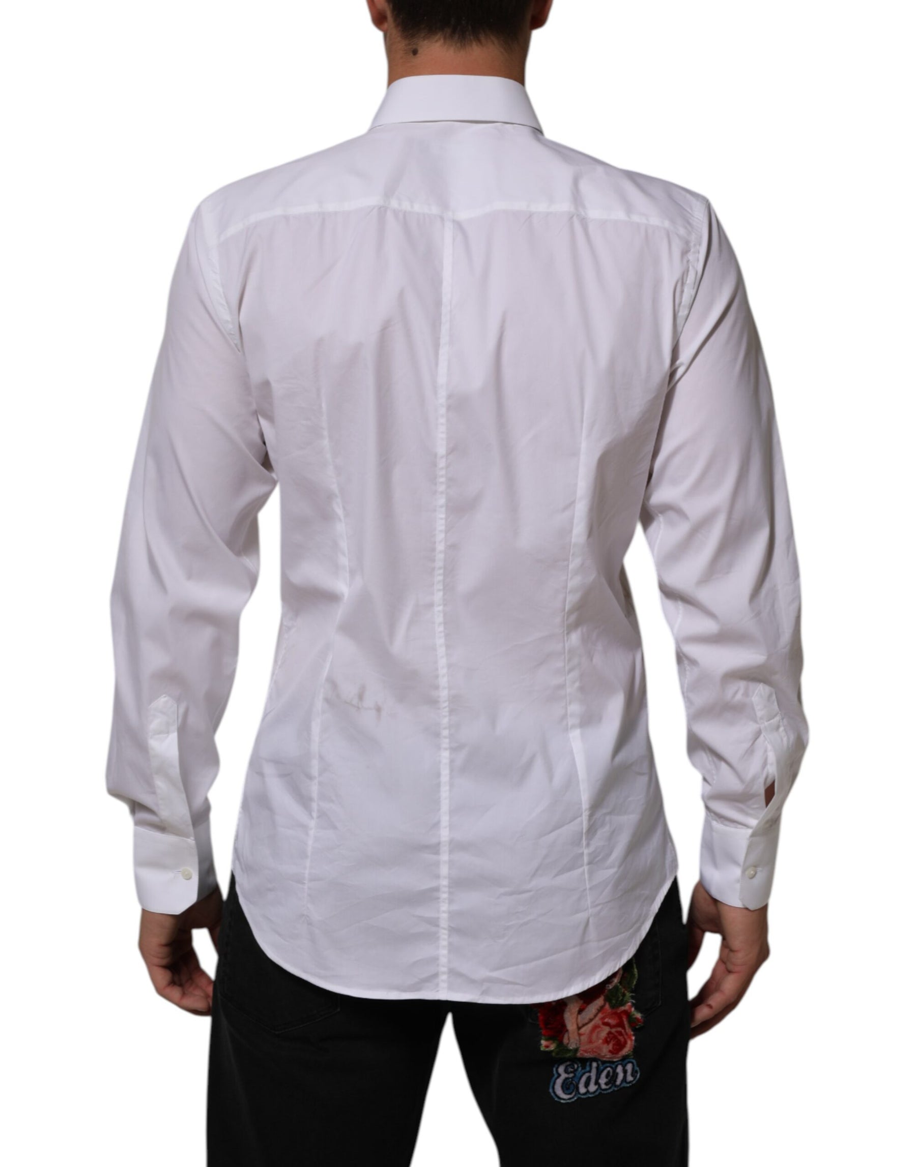 Dolce & Gabbana White Cotton MARTINI Formal Men Dress Shirt | Regal Royce