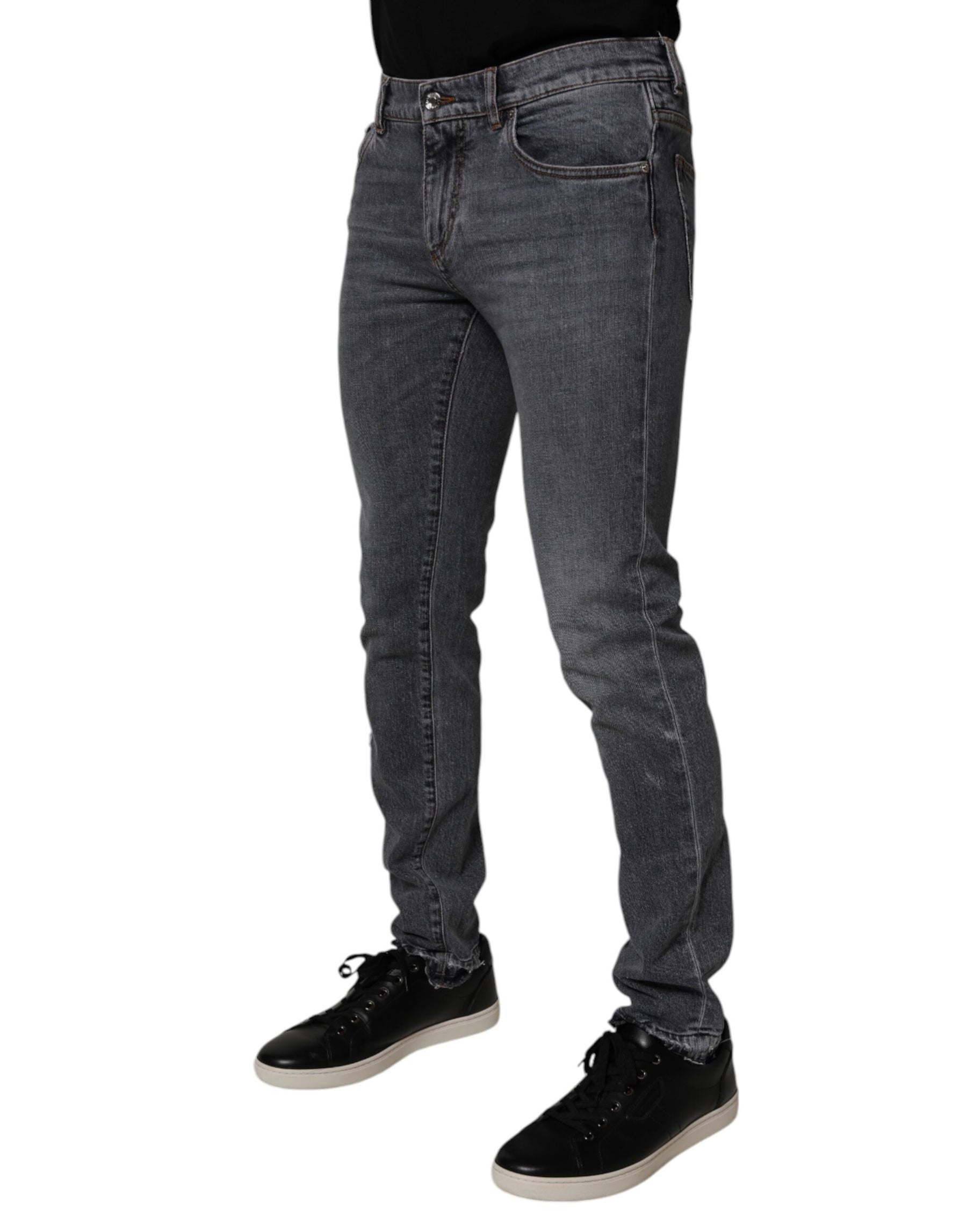Dolce & Gabbana Dark Gray Cotton Stretch Skinny Denim Jeans | Regal Royce