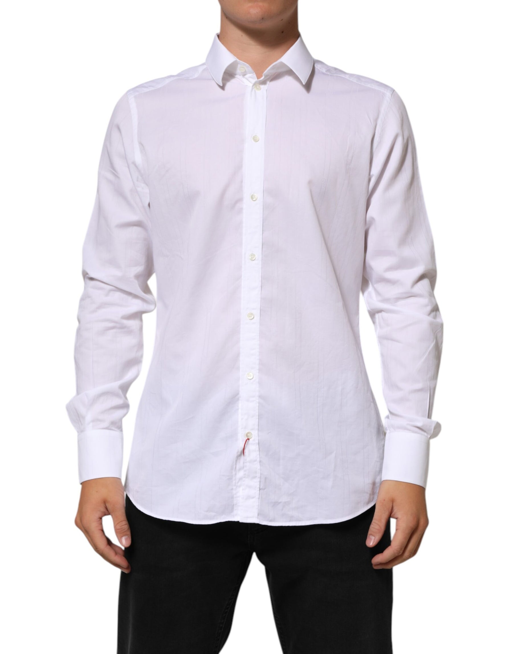 Dolce & Gabbana White Cotton MARTINI Men Formal Dress Shirt | Regal Royce