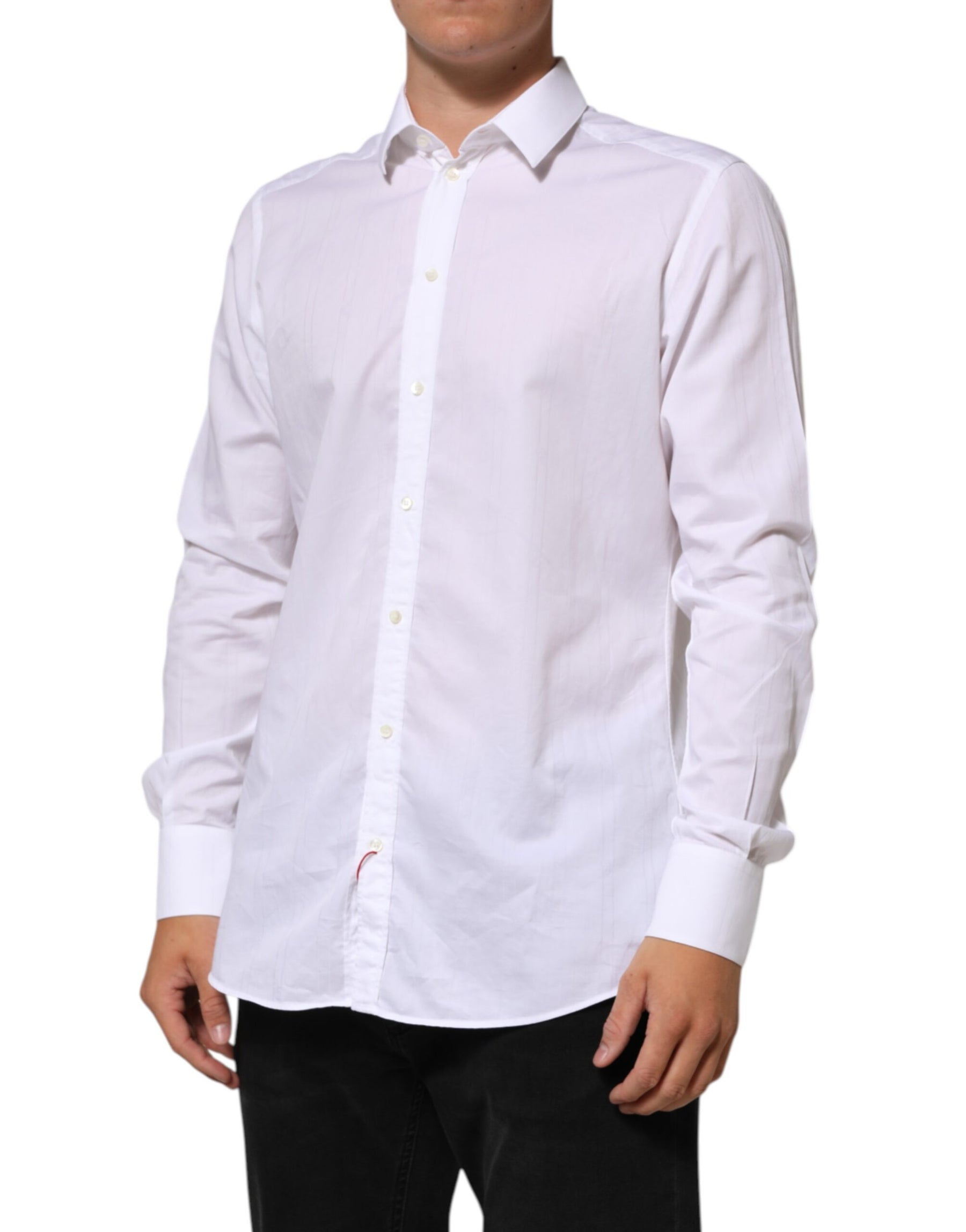 Dolce & Gabbana White Cotton MARTINI Men Formal Dress Shirt | Regal Royce