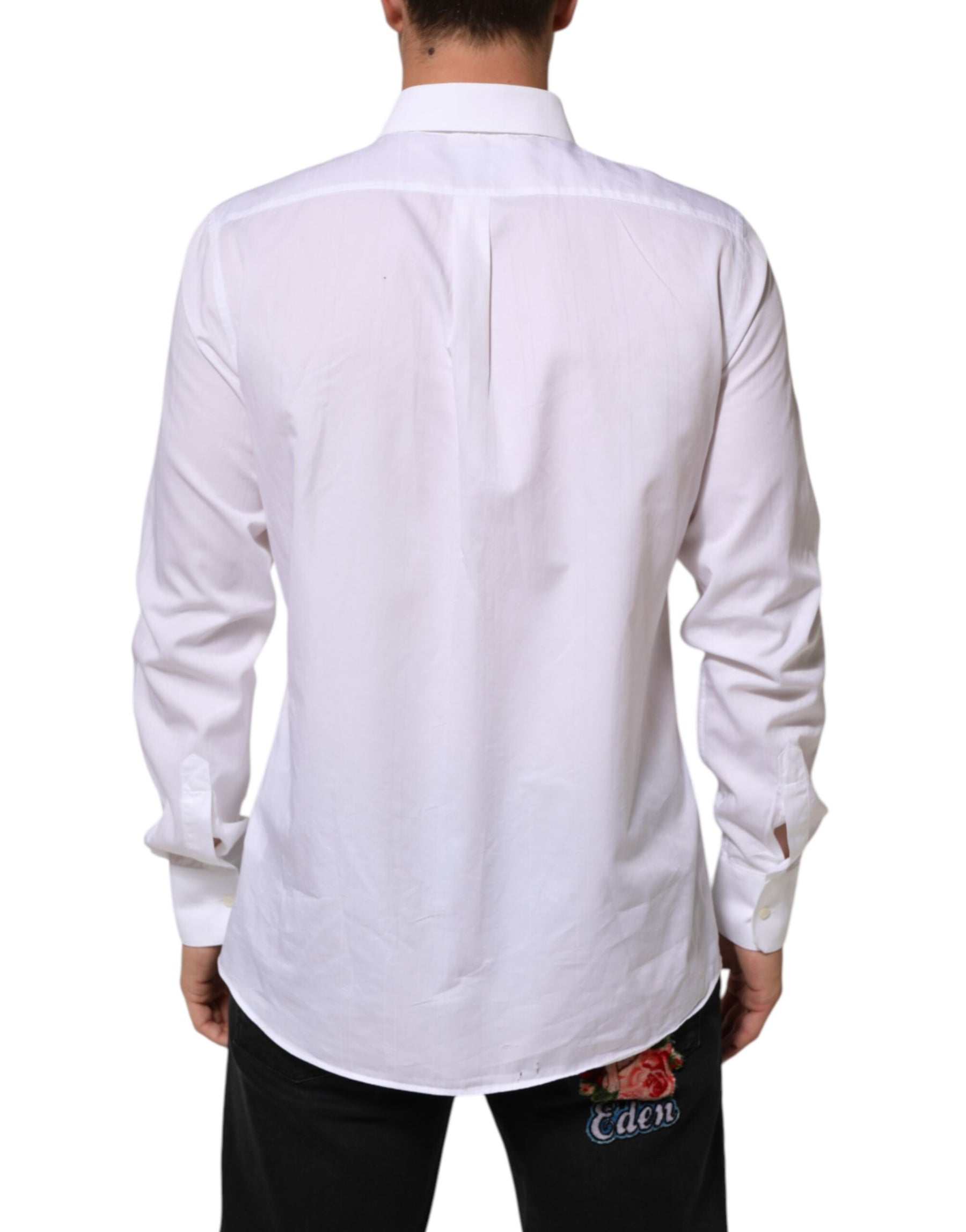 Dolce & Gabbana White Cotton MARTINI Men Formal Dress Shirt | Regal Royce