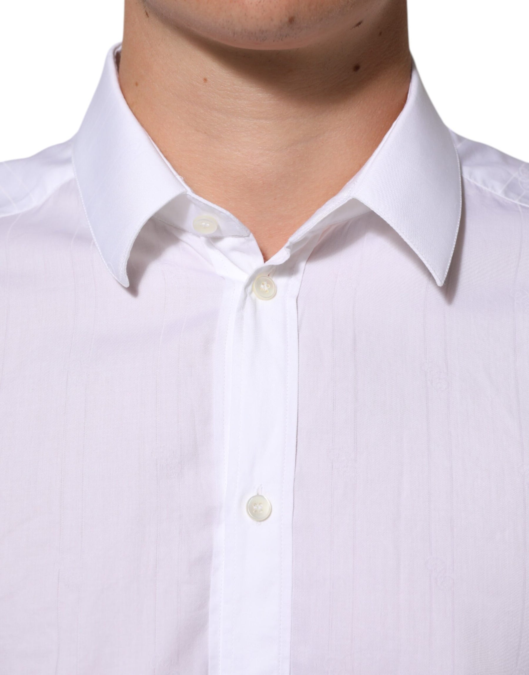 Dolce & Gabbana White Cotton MARTINI Men Formal Dress Shirt | Regal Royce