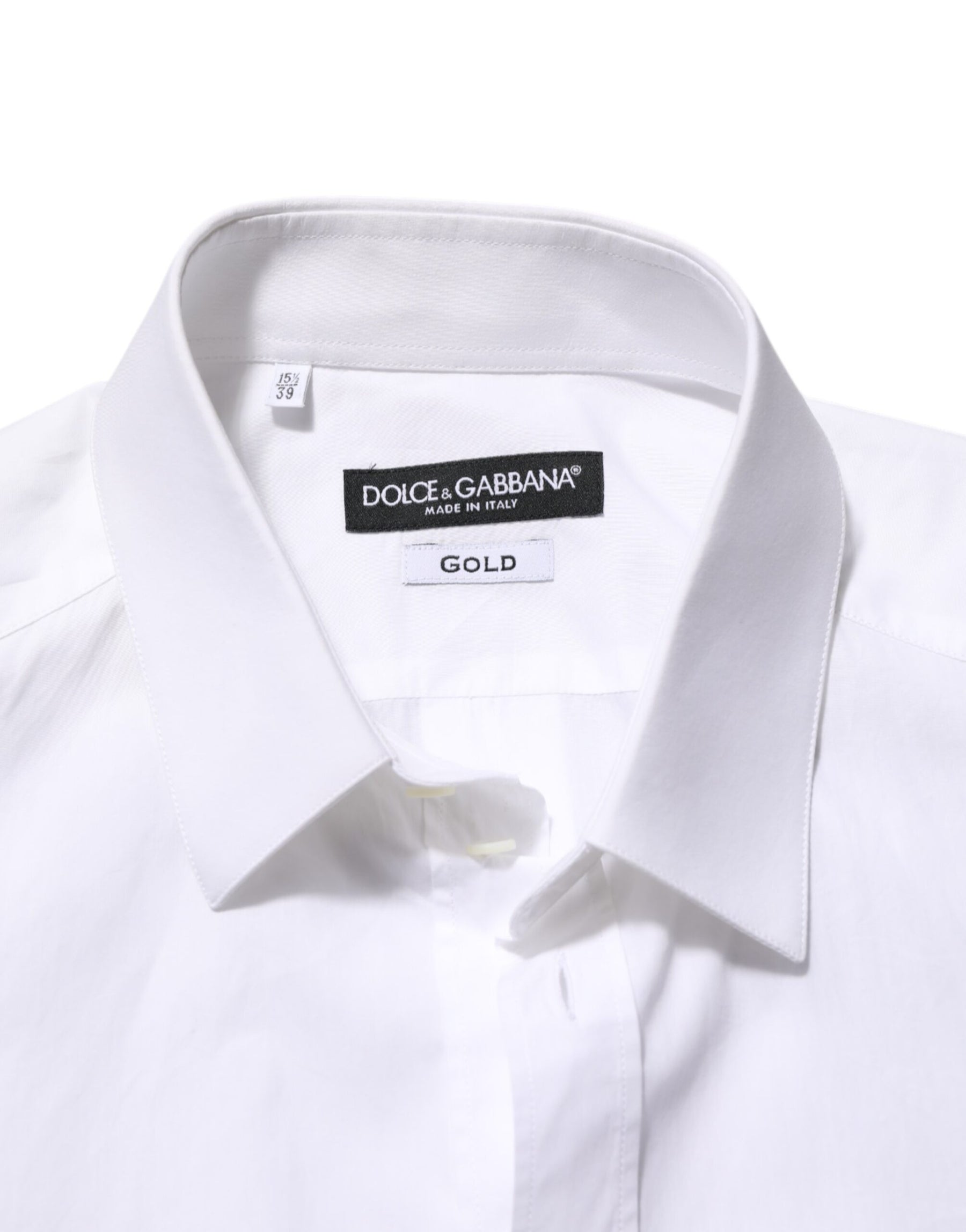 Dolce & Gabbana White Cotton GOLD DGPatch Formal Dress Shirt | Regal Royce
