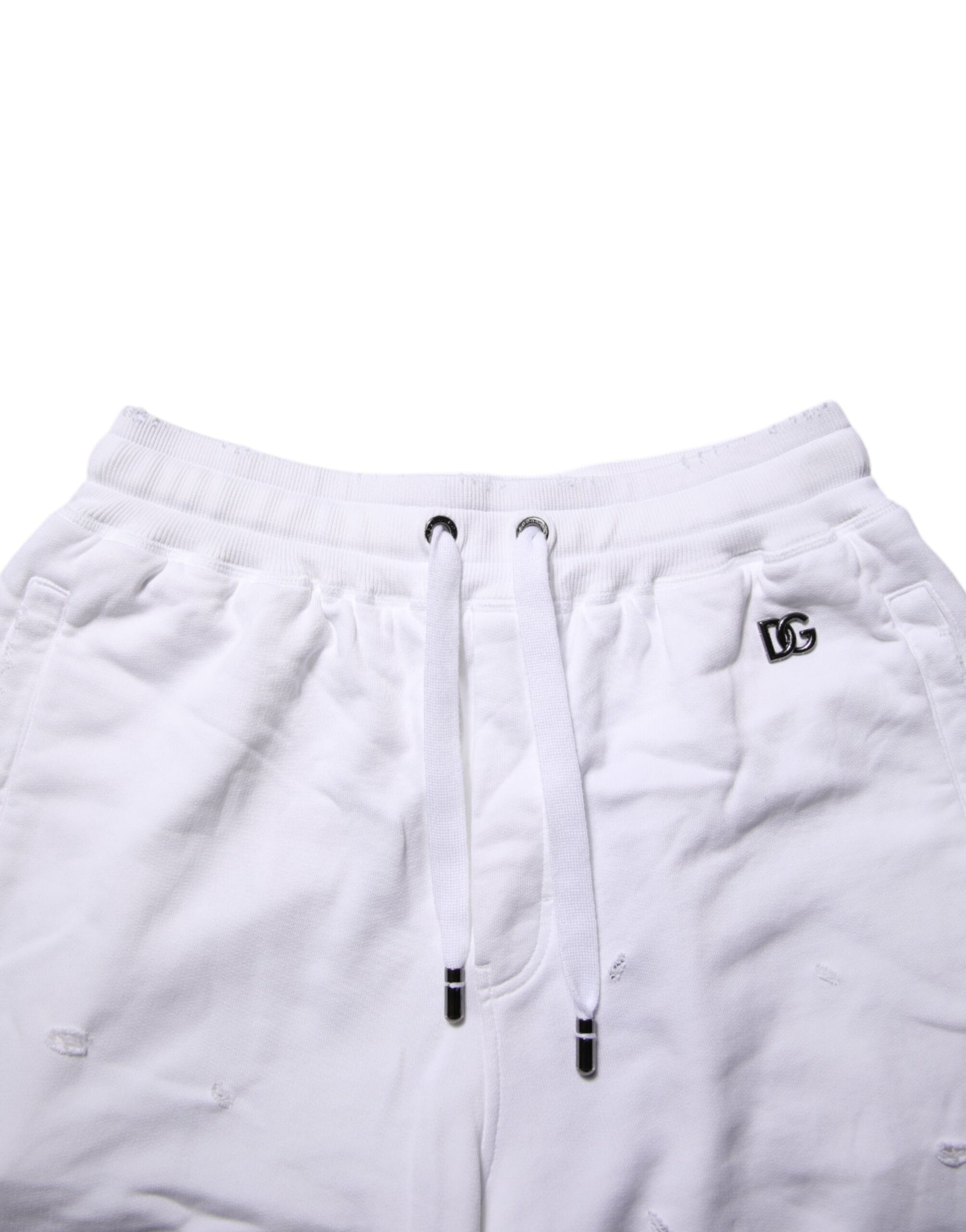 Dolce & Gabbana White Ripped Mid Waist Casual Bermuda Short | Regal Royce