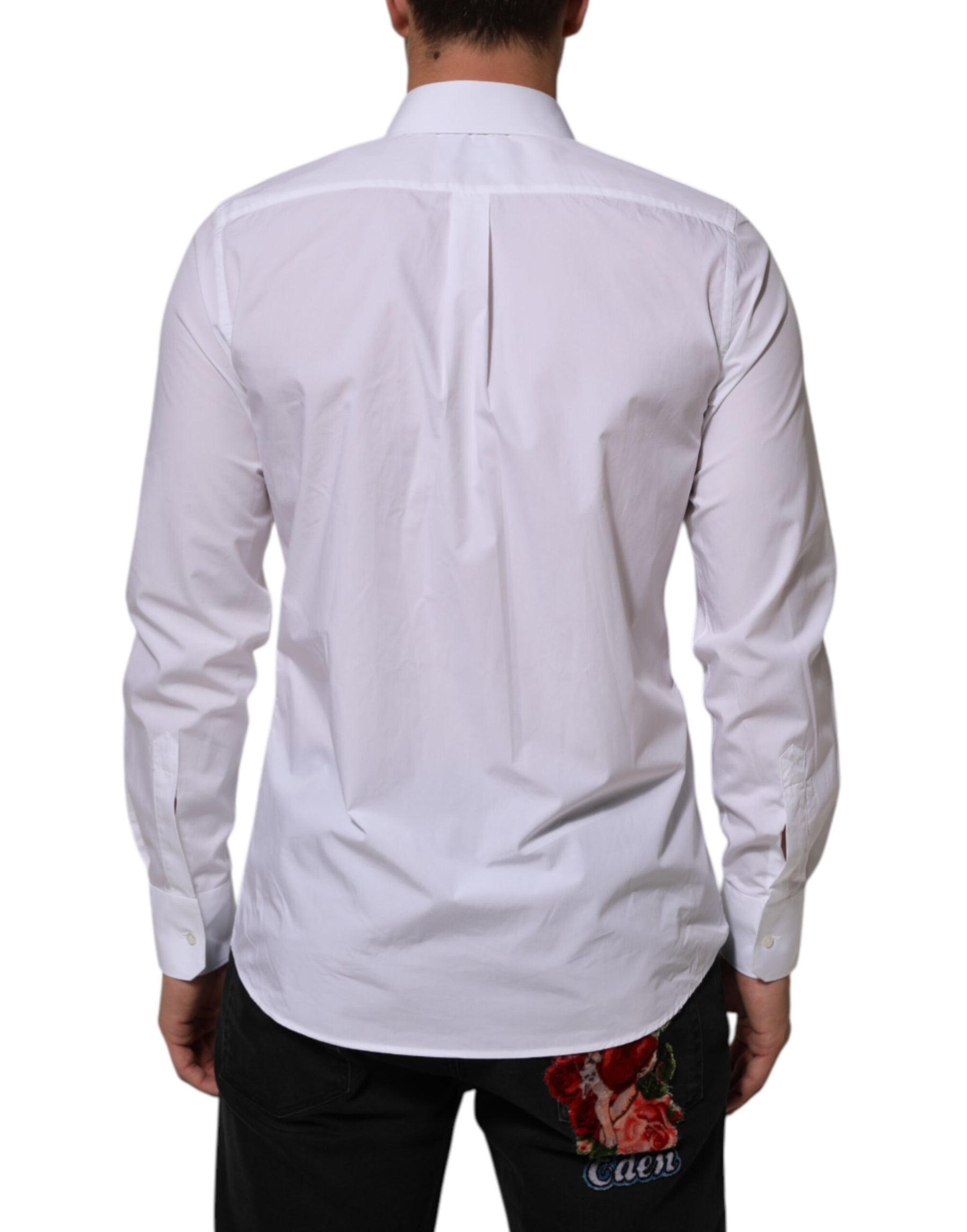 Dolce & Gabbana White Cotton MARTINI Men Formal Dress Shirt | Regal Royce