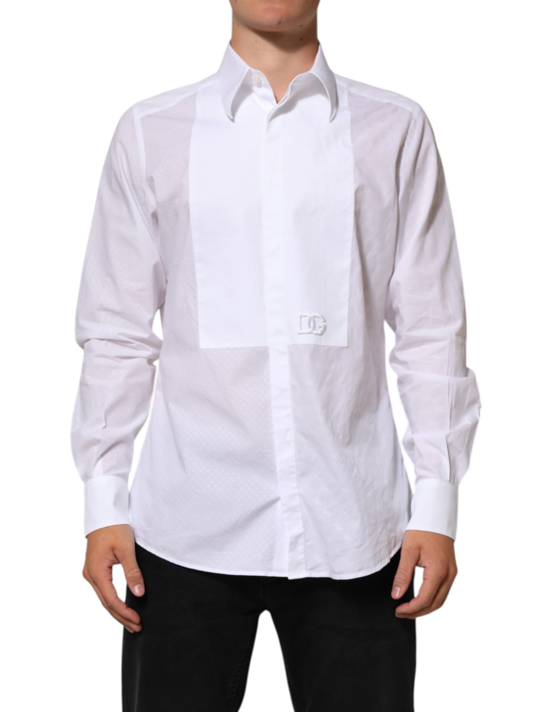 Dolce & Gabbana White Cotton MARTINI Bib Formal Dress Shirt | Regal Royce