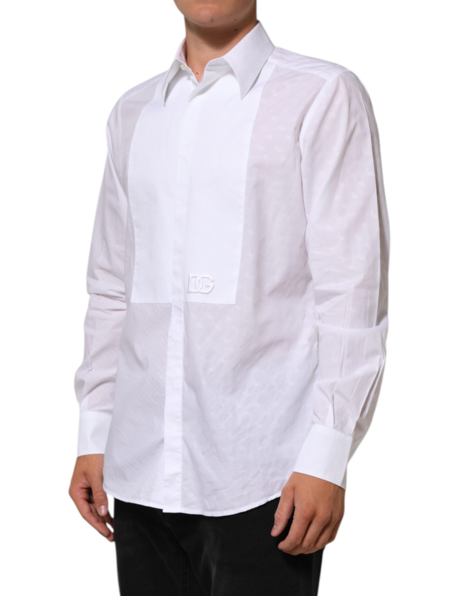 Dolce & Gabbana White Cotton MARTINI Bib Formal Dress Shirt | Regal Royce