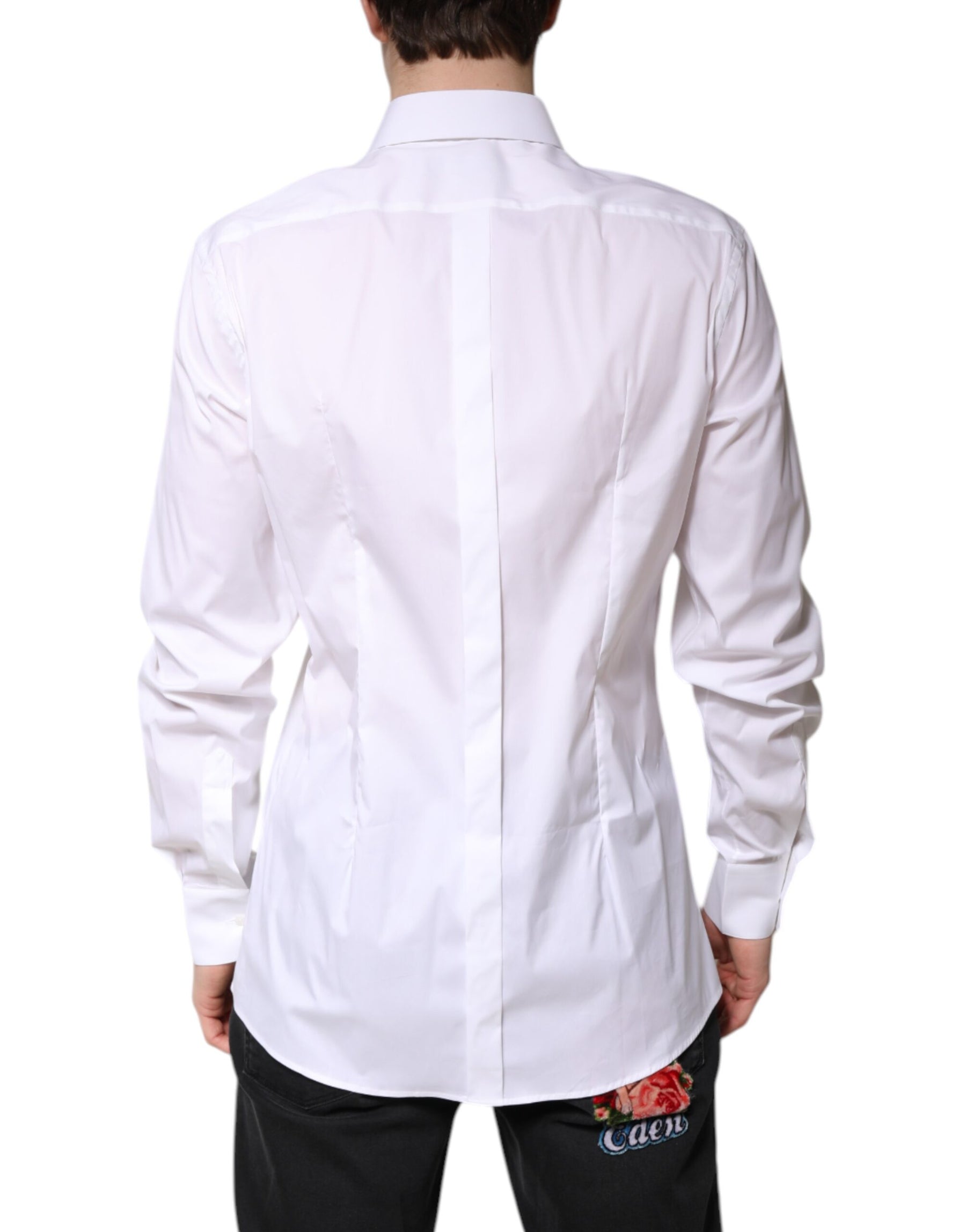 Dolce & Gabbana White Cotton Collared GOLD FormalDress Shirt | Regal Royce