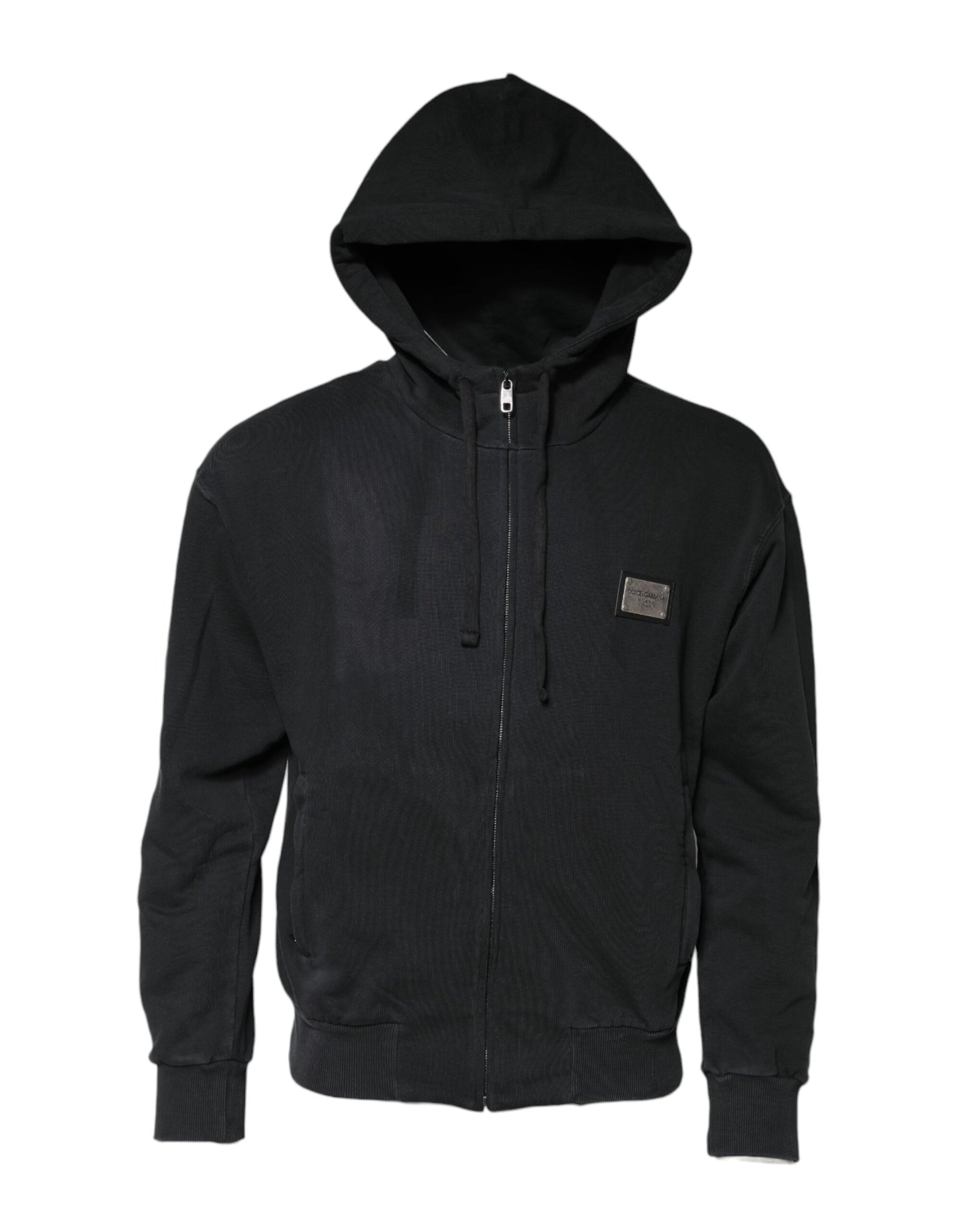 Dolce & Gabbana Black Logo FullZip Hooded Sweatshirt Sweater | Regal Royce