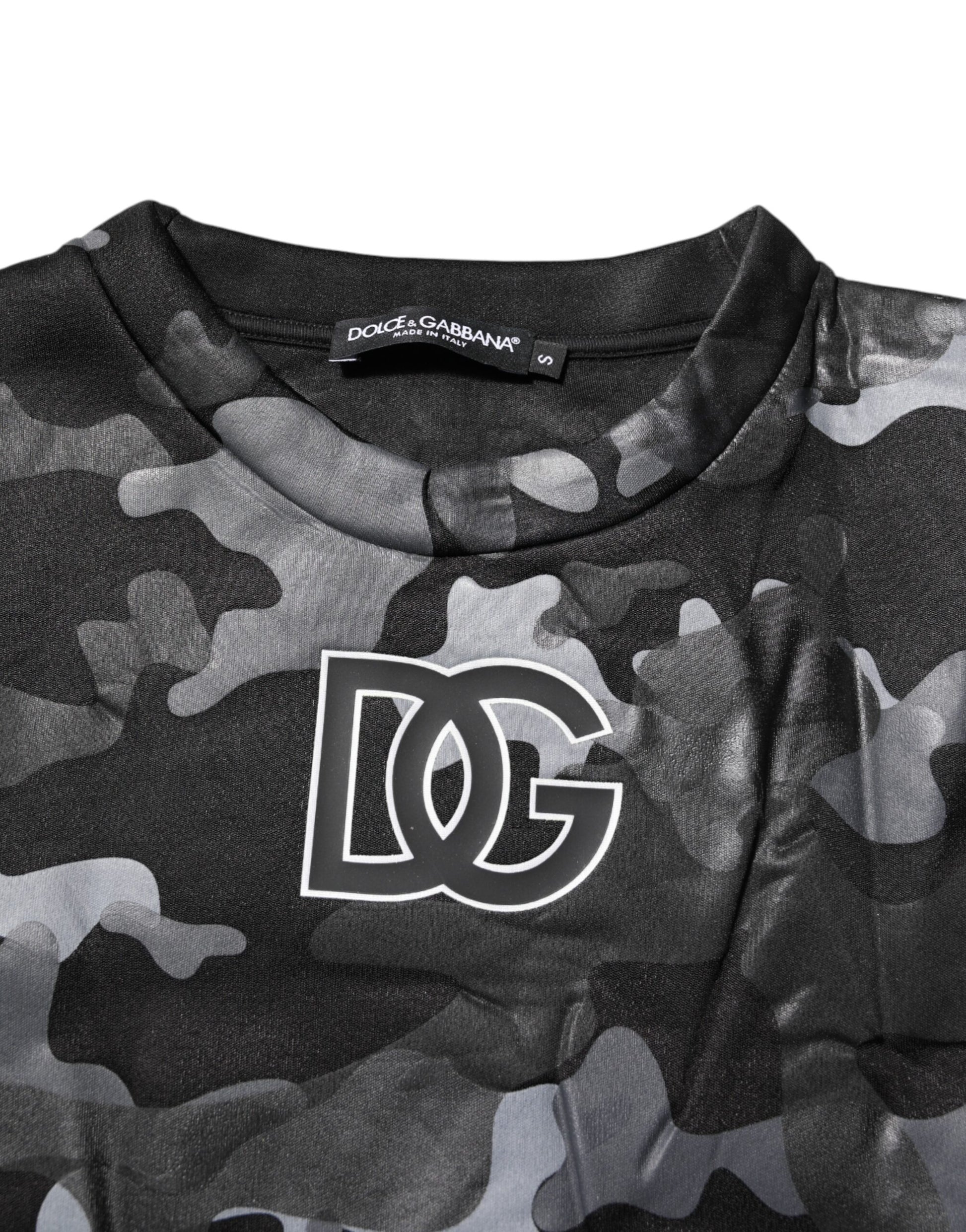 Dolce & Gabbana Black Camouflage Round Neck Sweatshirt Sweater