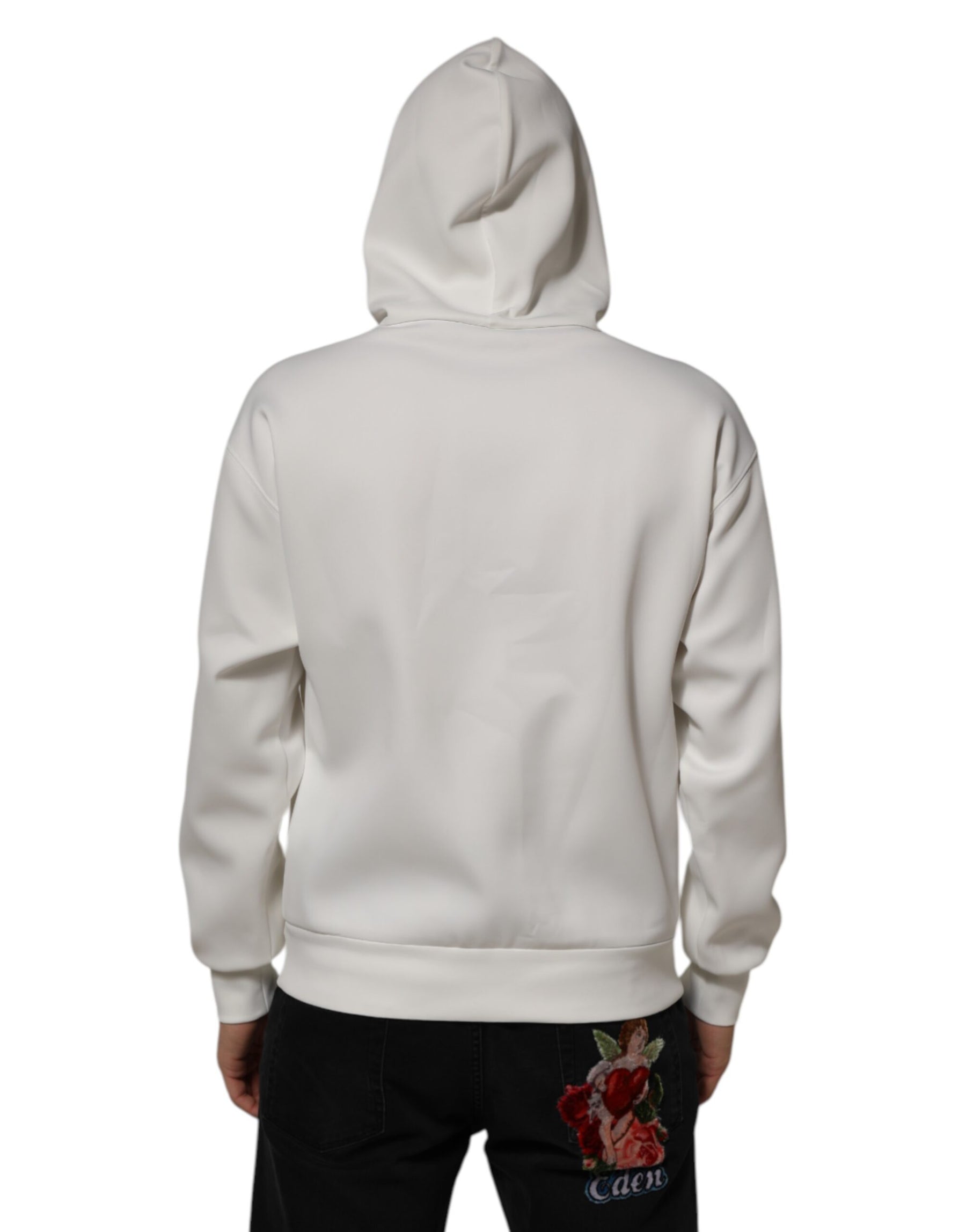 Dolce & Gabbana White Logo Hooded Men Sweatshirt  Sweater | Regal Royce