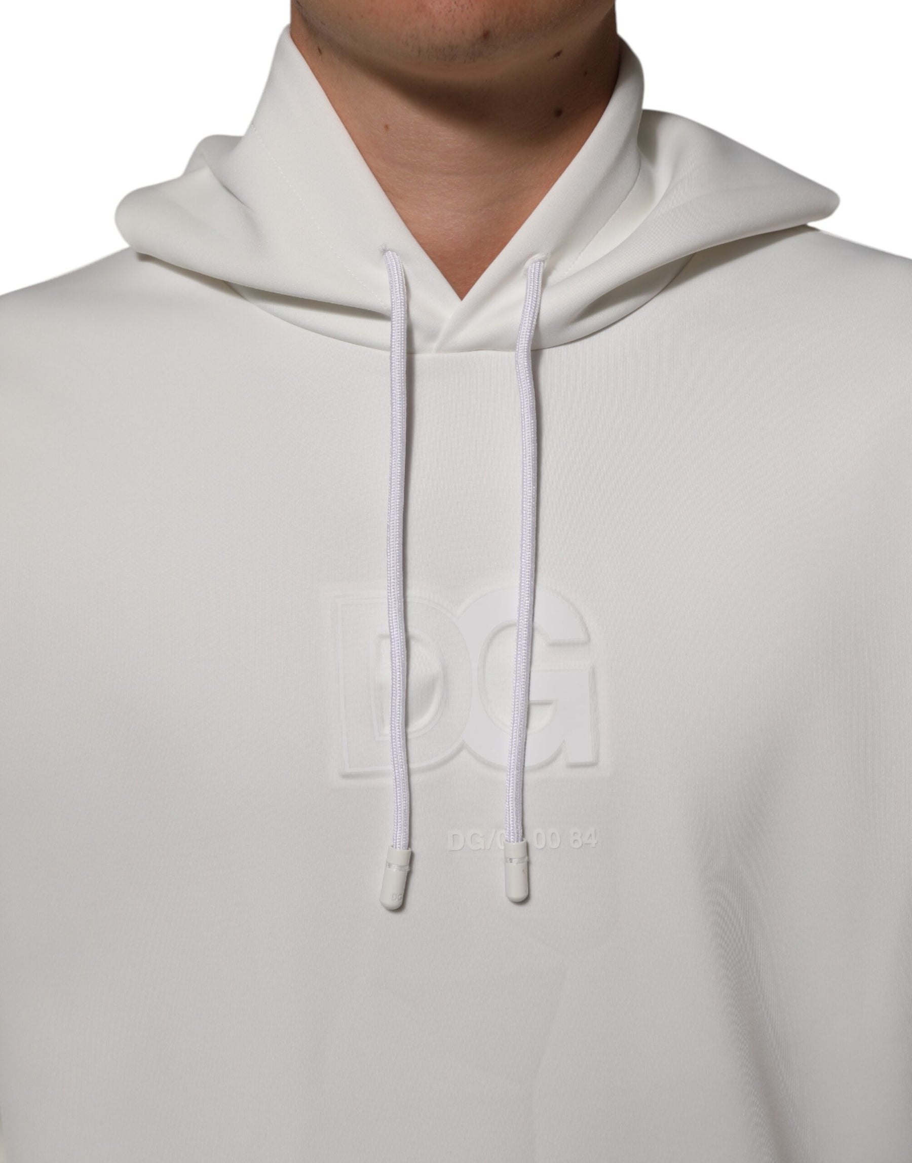 Dolce & Gabbana White Logo Hooded Men Sweatshirt  Sweater | Regal Royce