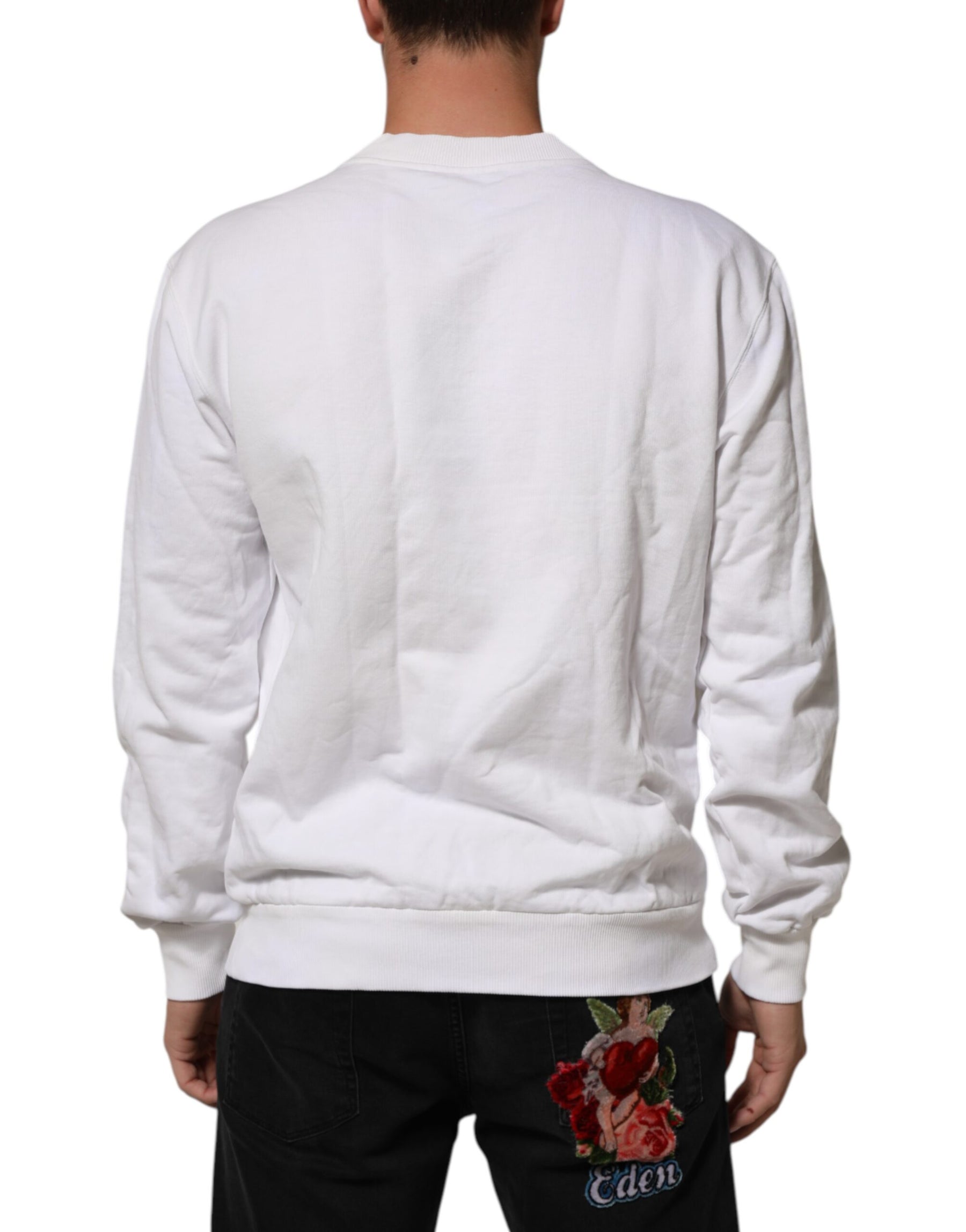 Dolce & Gabbana White Embossed Logo Men Sweatshirt Sweater | Regal Royce