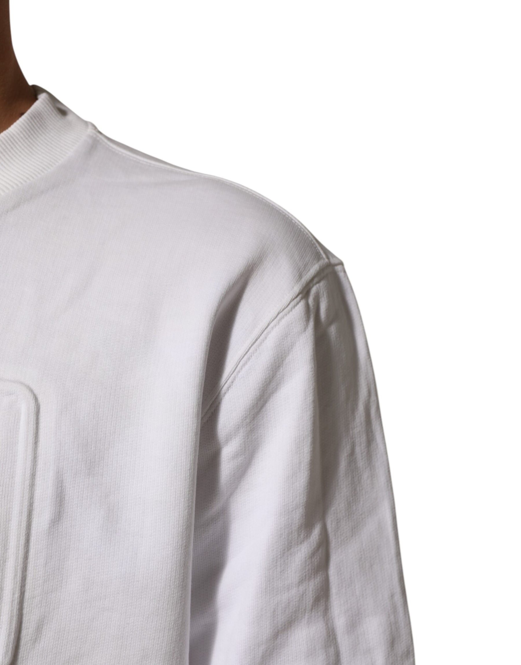 Dolce & Gabbana White Embossed Logo Men Sweatshirt Sweater | Regal Royce