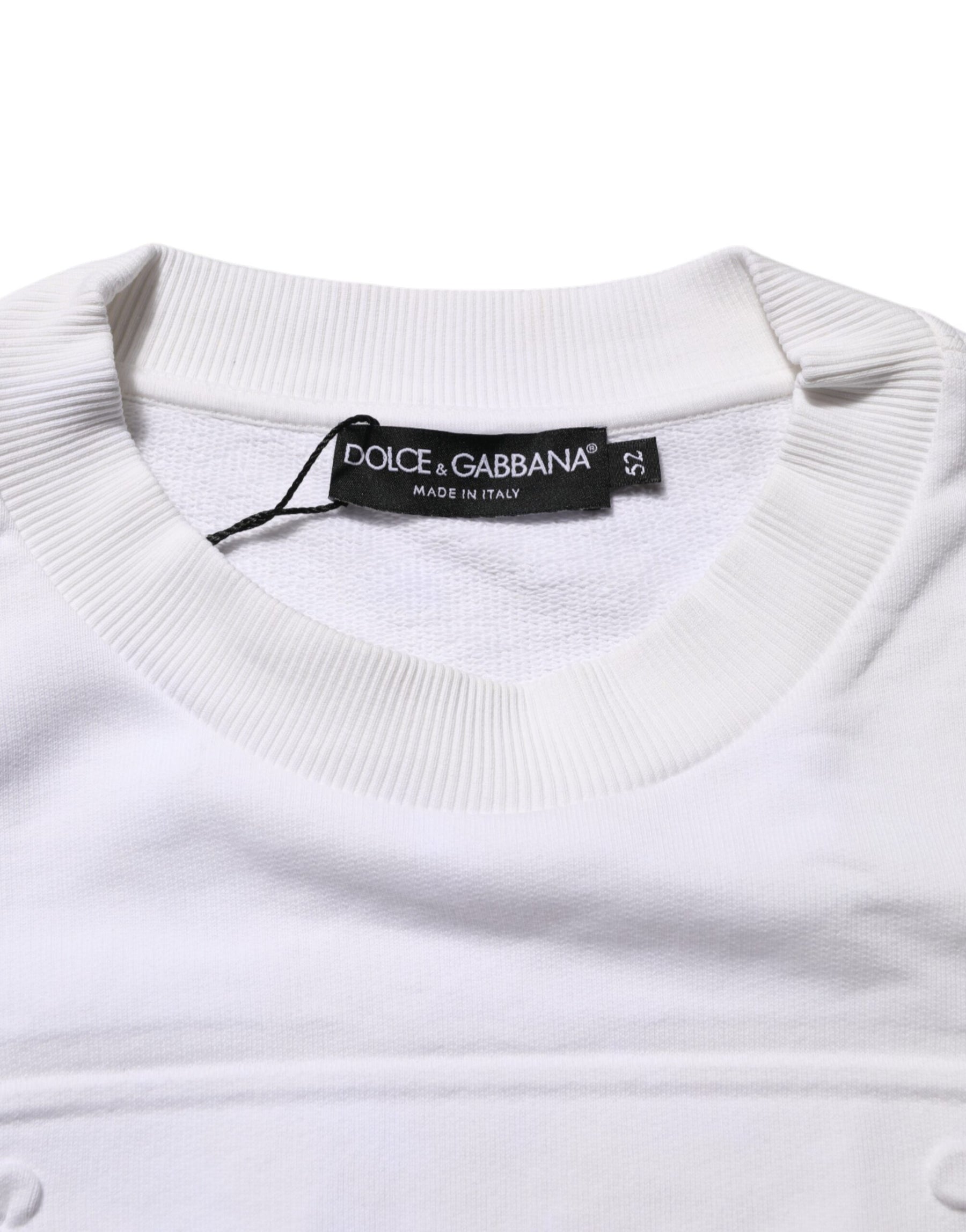 Dolce & Gabbana White Embossed Logo Men Sweatshirt Sweater | Regal Royce