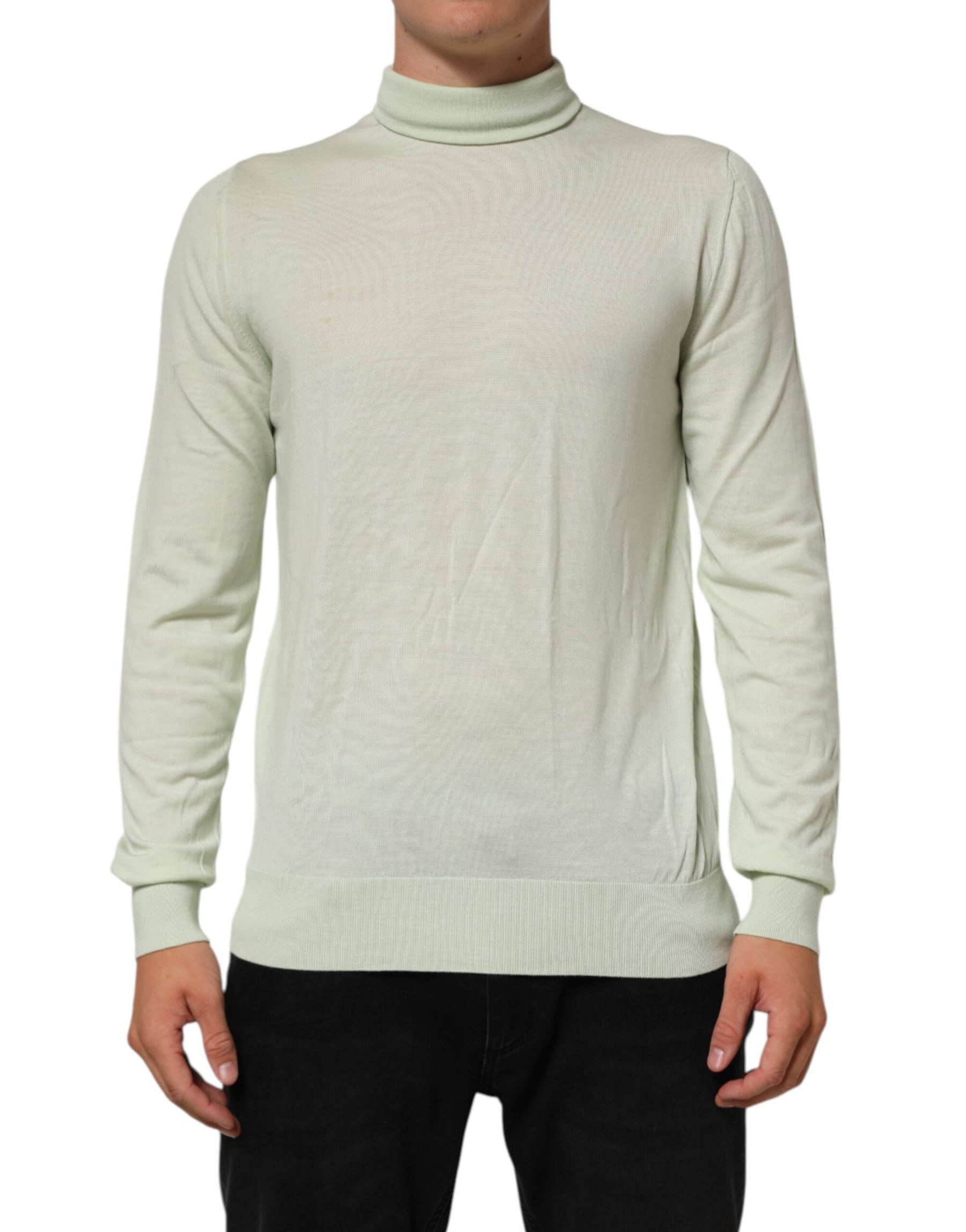 Dolce & Gabbana Light Green Logo TurtleNeck Pullover Sweater | Regal Royce