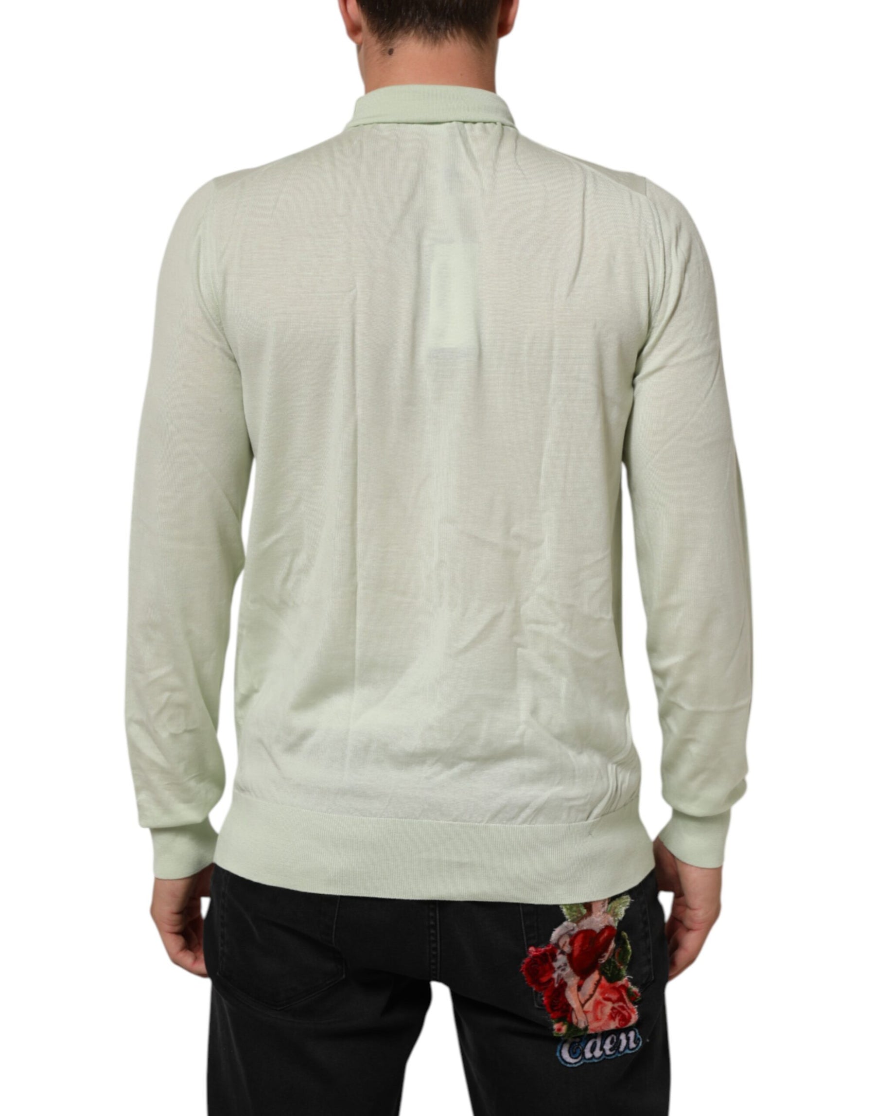 Dolce & Gabbana Light Green Logo TurtleNeck Pullover Sweater | Regal Royce